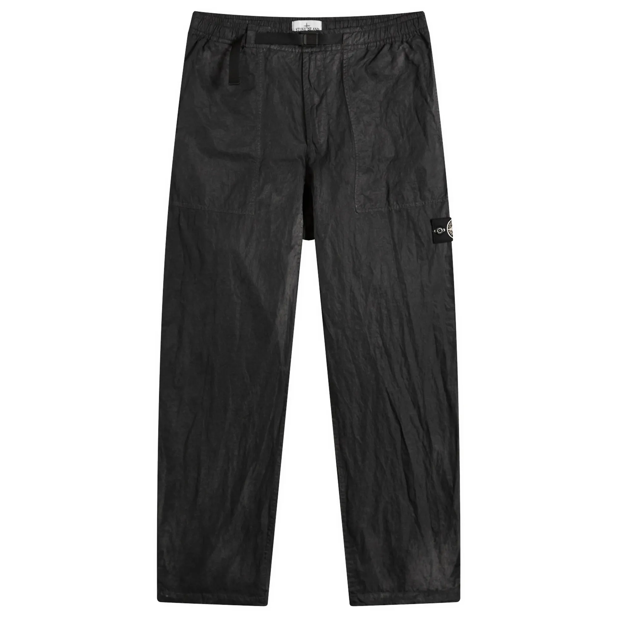 Stone Island Men's Dense Nylon-TC Hand Sprayed Reflective Trousers Black
