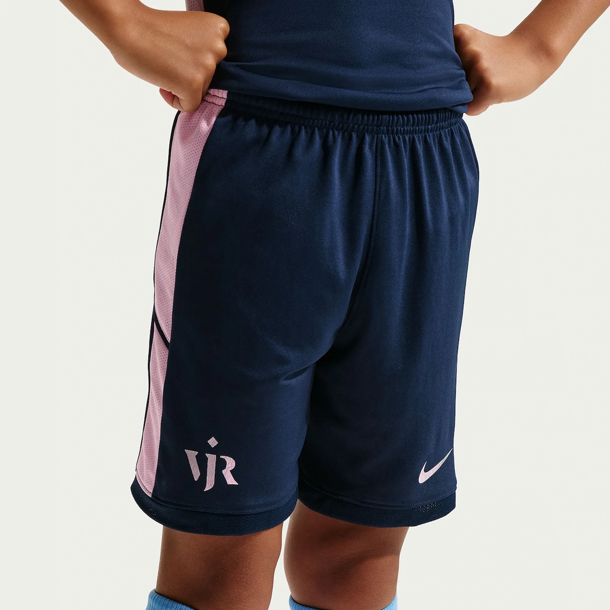 Nike Kids x Vini JR Academy Dri FIT 7 Shorts Midnight Navy Pink Foam Metallic Silver