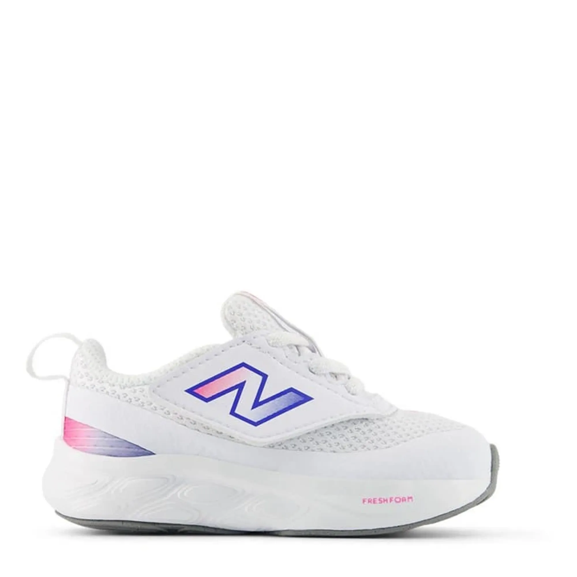 New Balance Infants Fresh Foam 625 New-B Hook & Loop in White/Pink/Blue Mesh