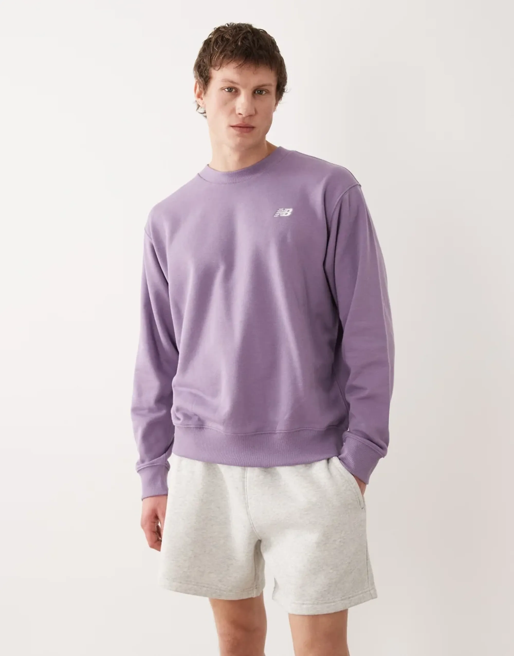 New Balance Sport Essentials French Terry Crew In Purple