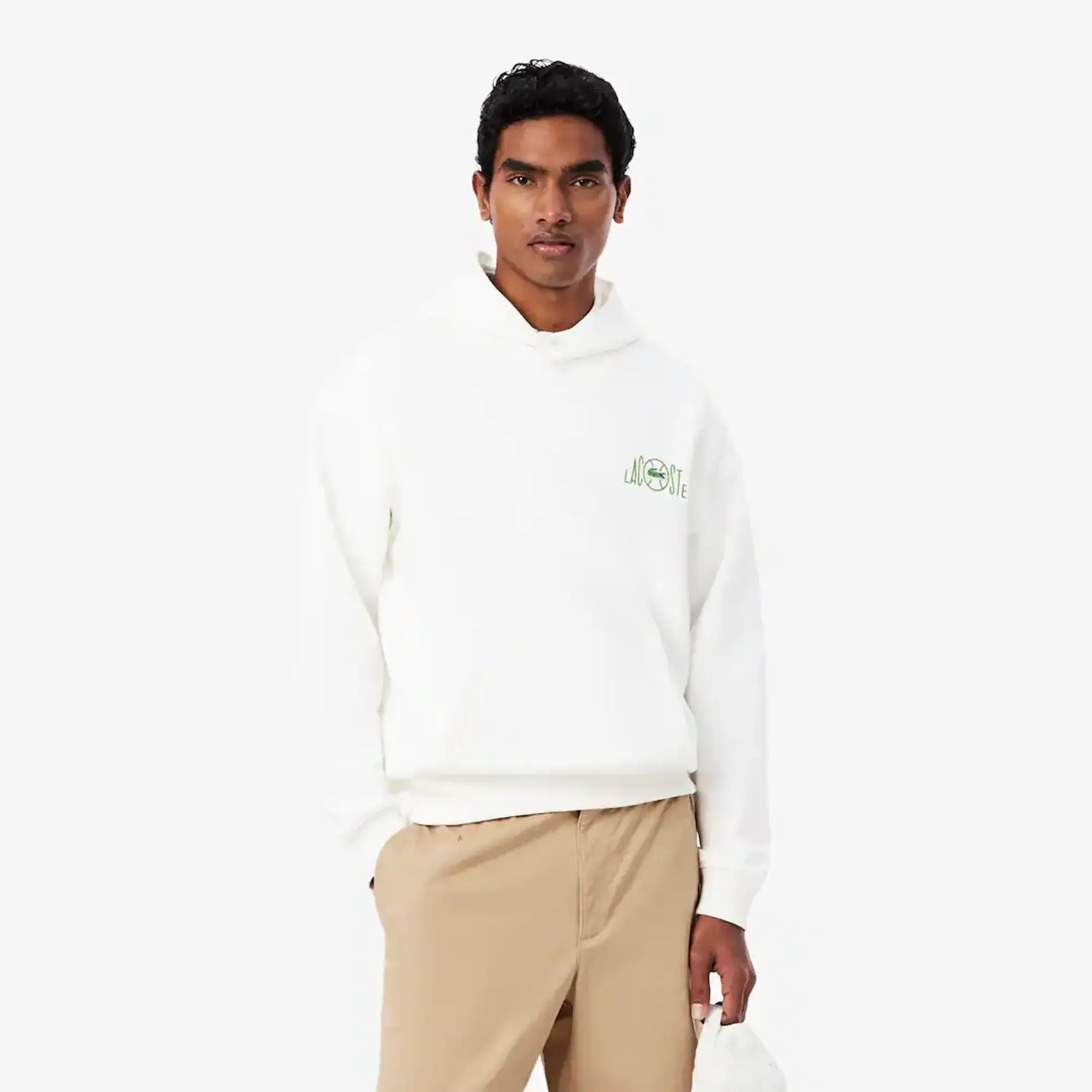 Lacoste Multi Print Fleece Hoodie - White