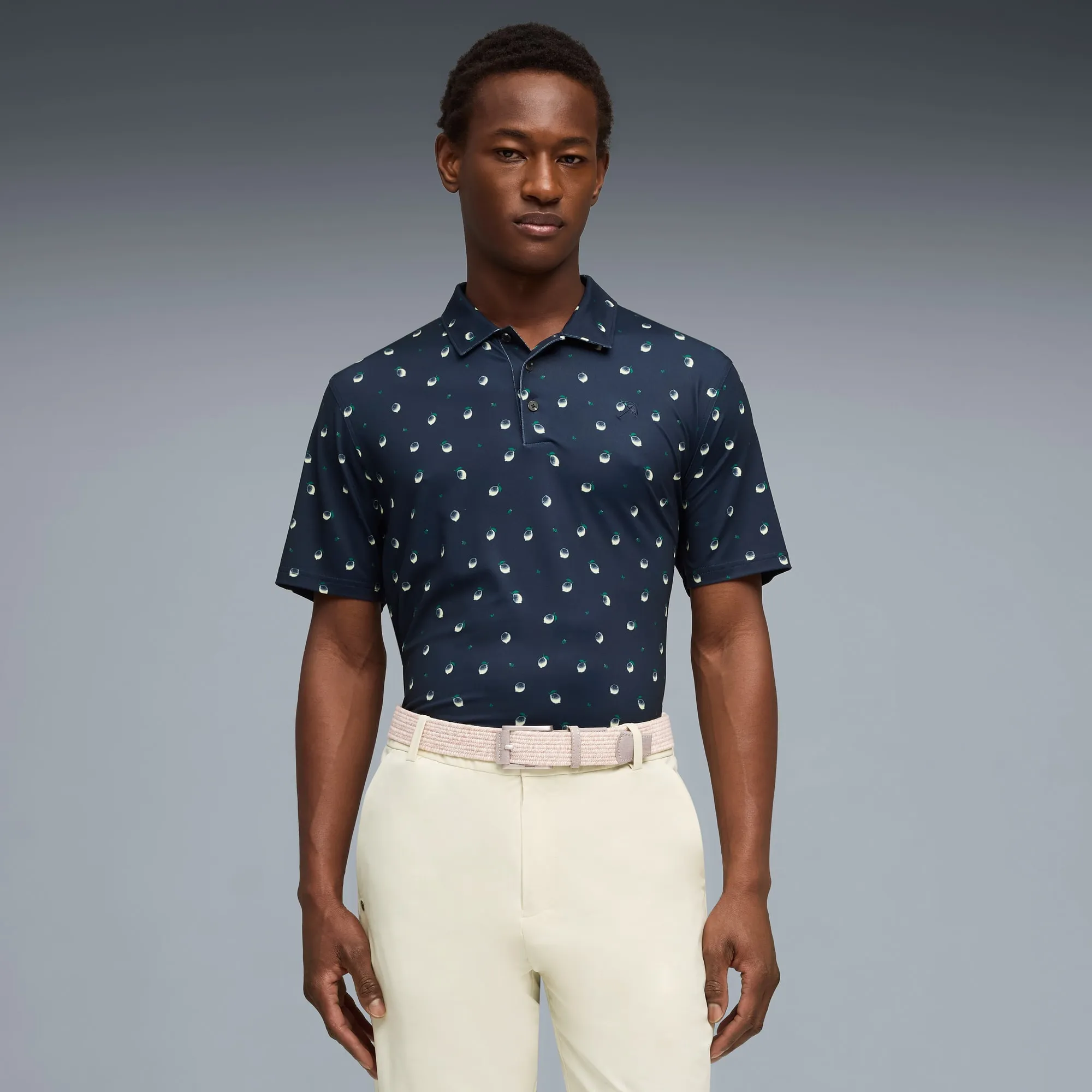 PUMA x Arnold Palmer Cloudspun Lemon Polo Shirt Men, Dark Blue, size 3XL