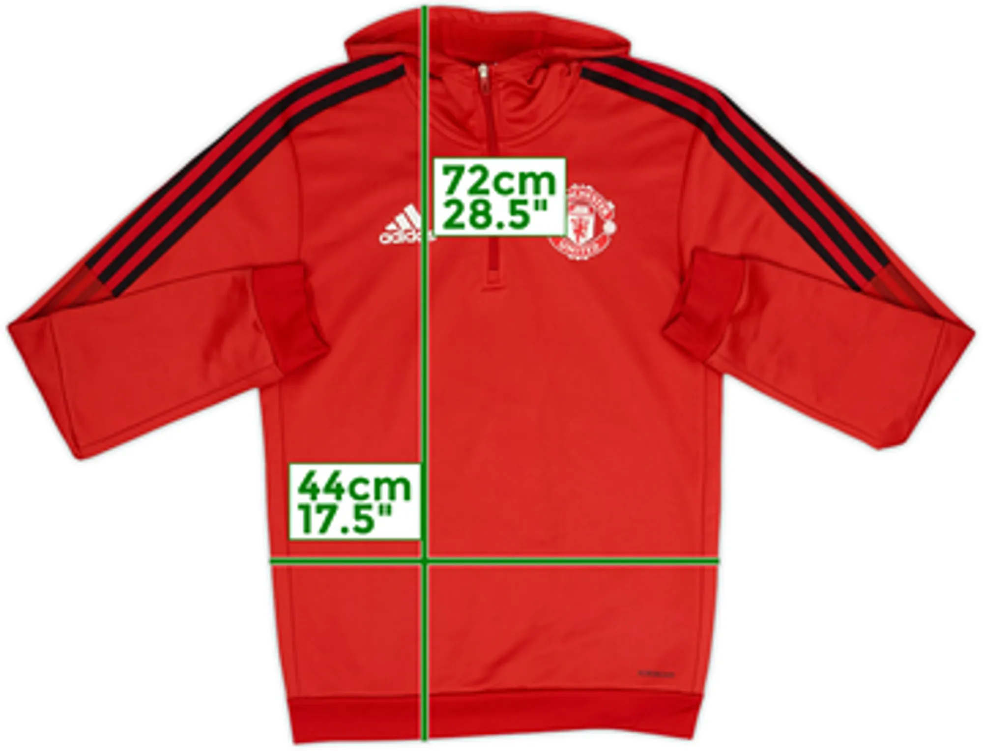 2022-23 Manchester United adidas 1/4 Zip Hooded Track Jacket - 8/10 - (XS)