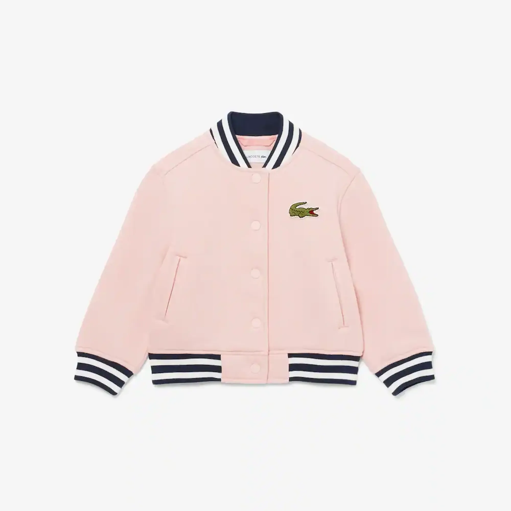 Lacoste Unisex Embroidered Badge Fleece Bomber Jacket - Light Pink
