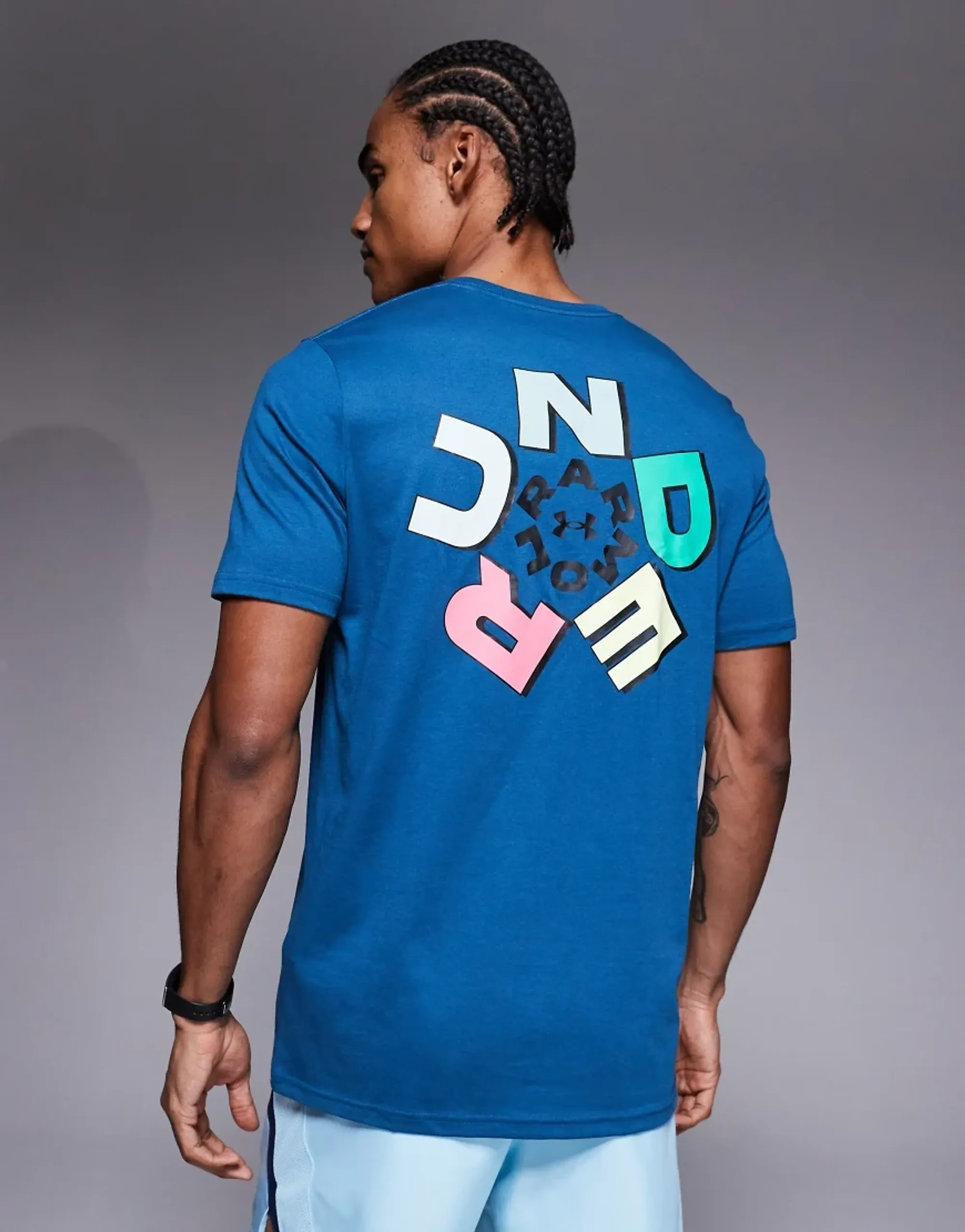 Under Armour Radial Wordmark Short Sleeve T-Shirt In Wham Blue