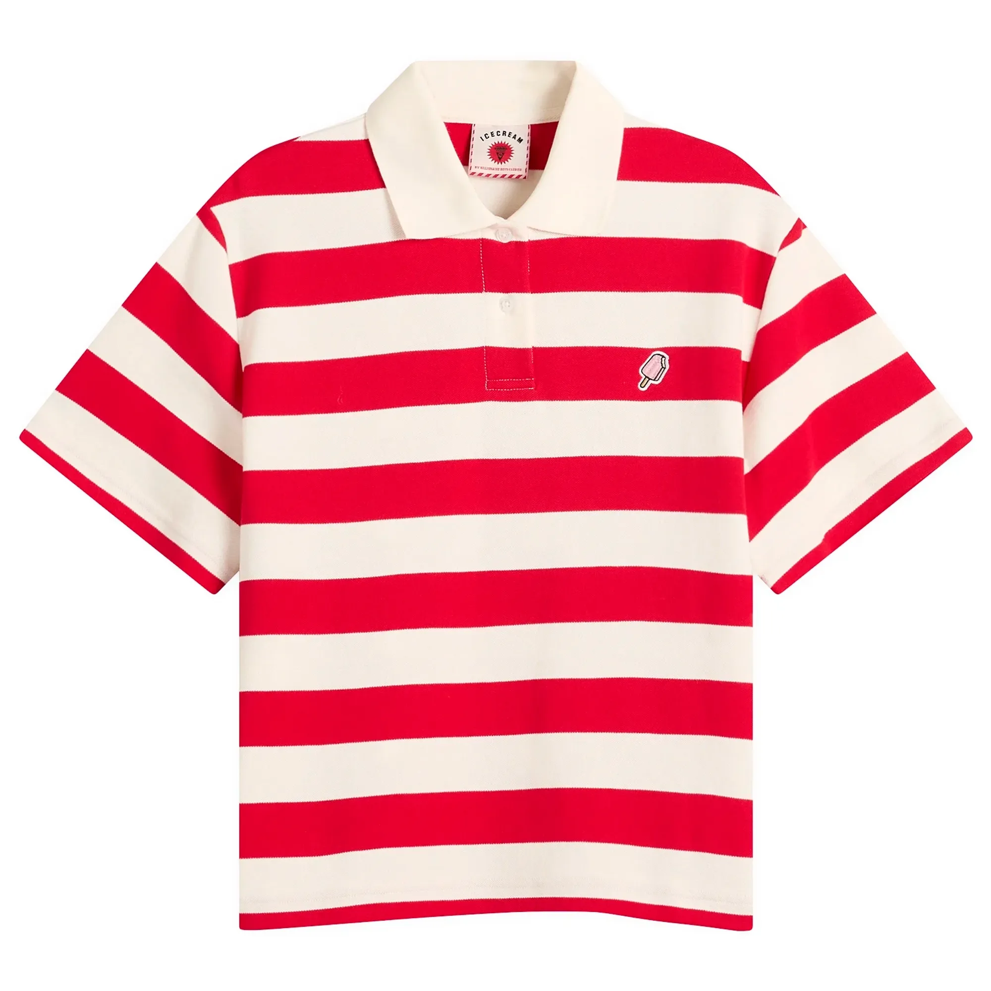 ICECREAM Women's Popsicle Striped Polo Shirt Red/White