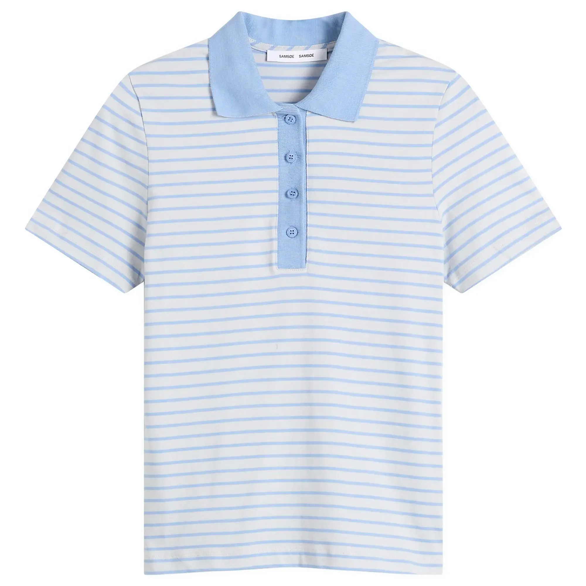 Samsøe Samsøe Women's Saella Short Sleeve Polo Top Bel Air Stripe