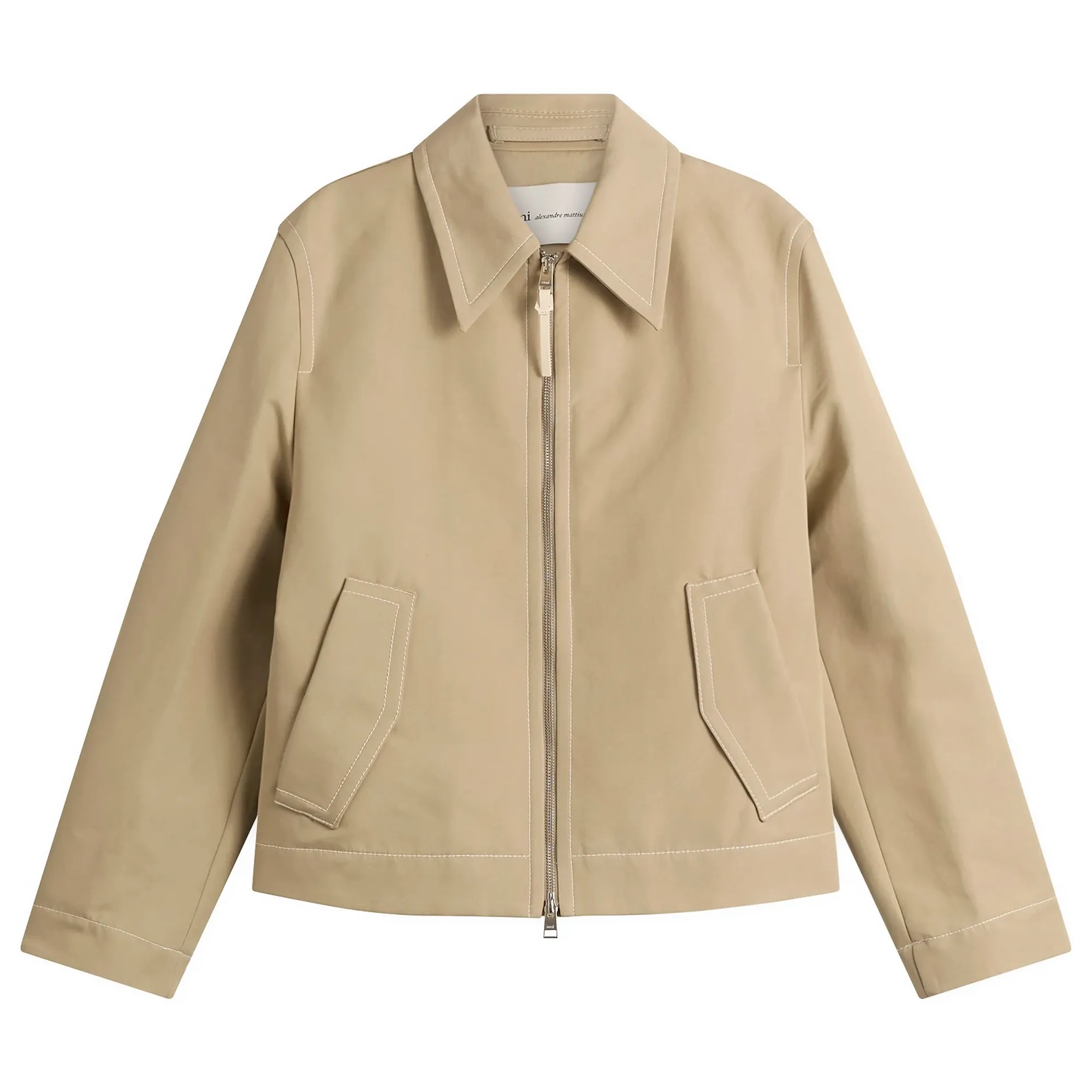 AMI Paris Men's Zipped Jacket Beige Taupe