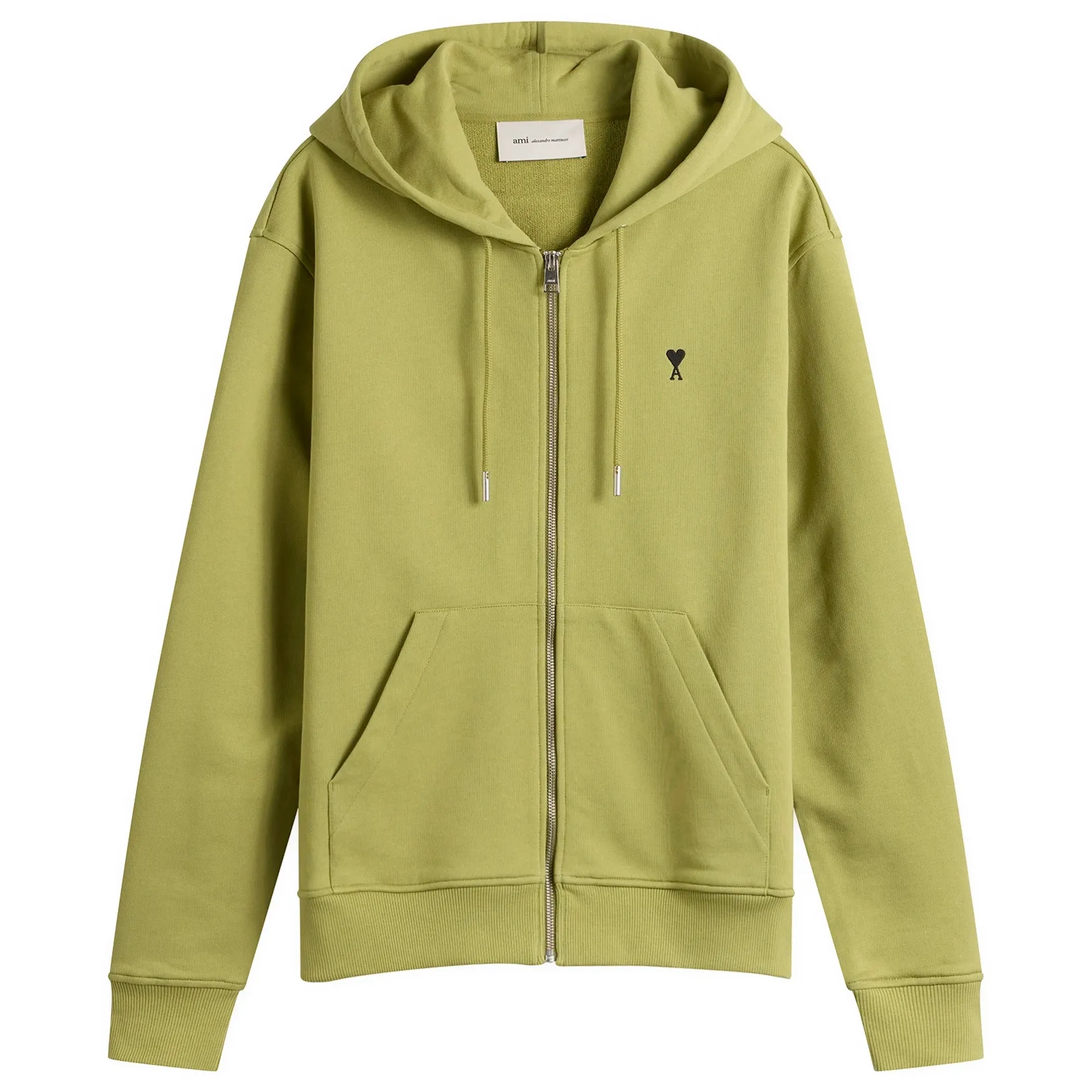 AMI Paris Men's Contrasted Ami De Coeur Hoodie Matcha
