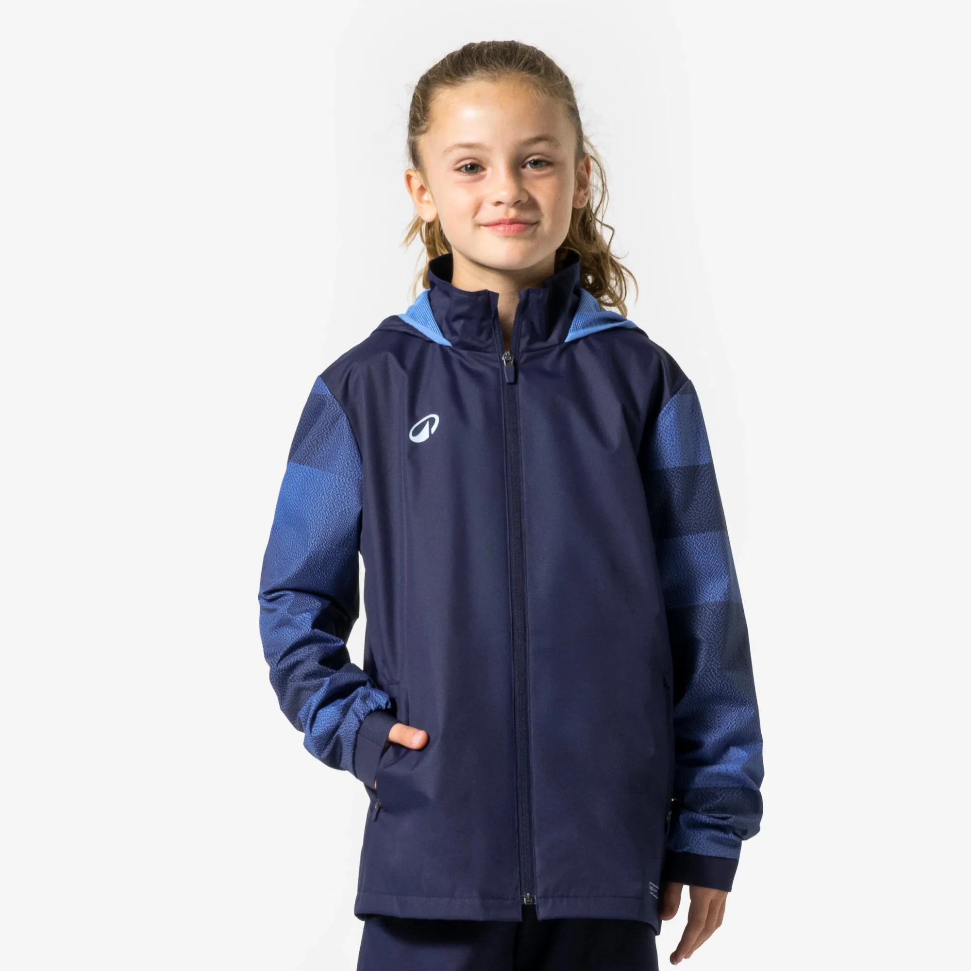 Kids' Raincoat Viralto Check - Navy / Blue Patterned Sleeve