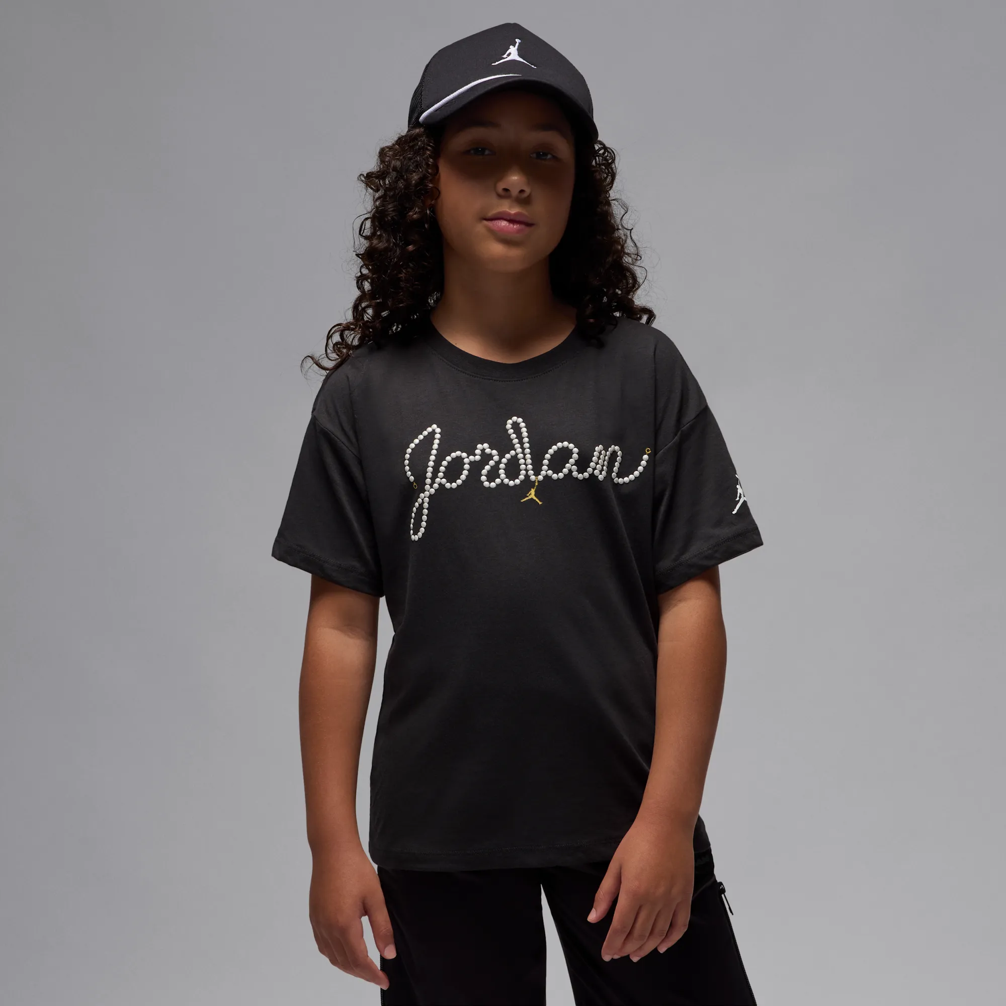 Nike Jordan Older Kids' Pearl T-Shirt - Black - Cotton/Polyester