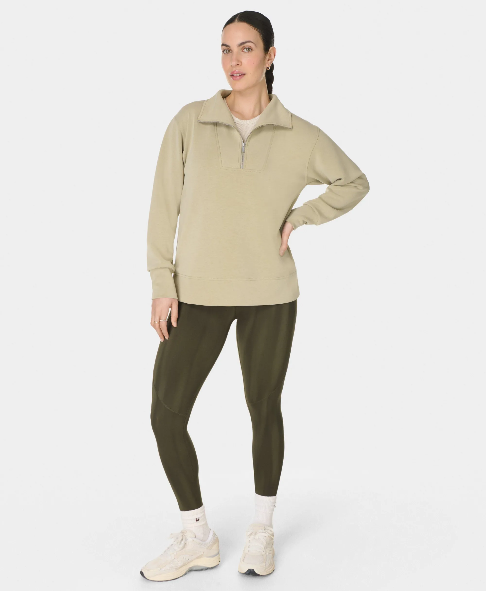 Sand Wash Half Zip Longline Sweatshirt