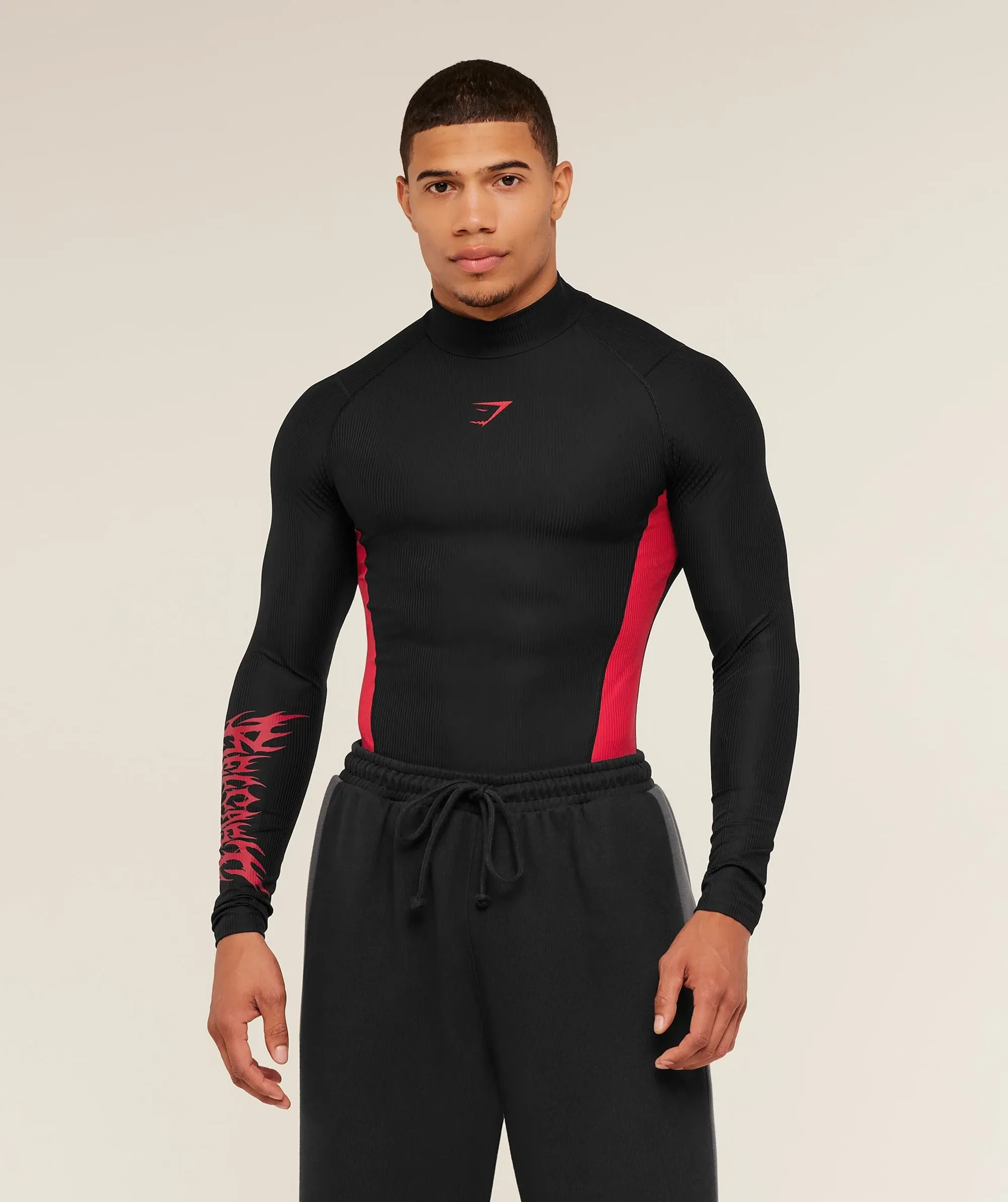 Gymshark x Carlos Belcast Long Sleeve Tee - Black/Carmine Red