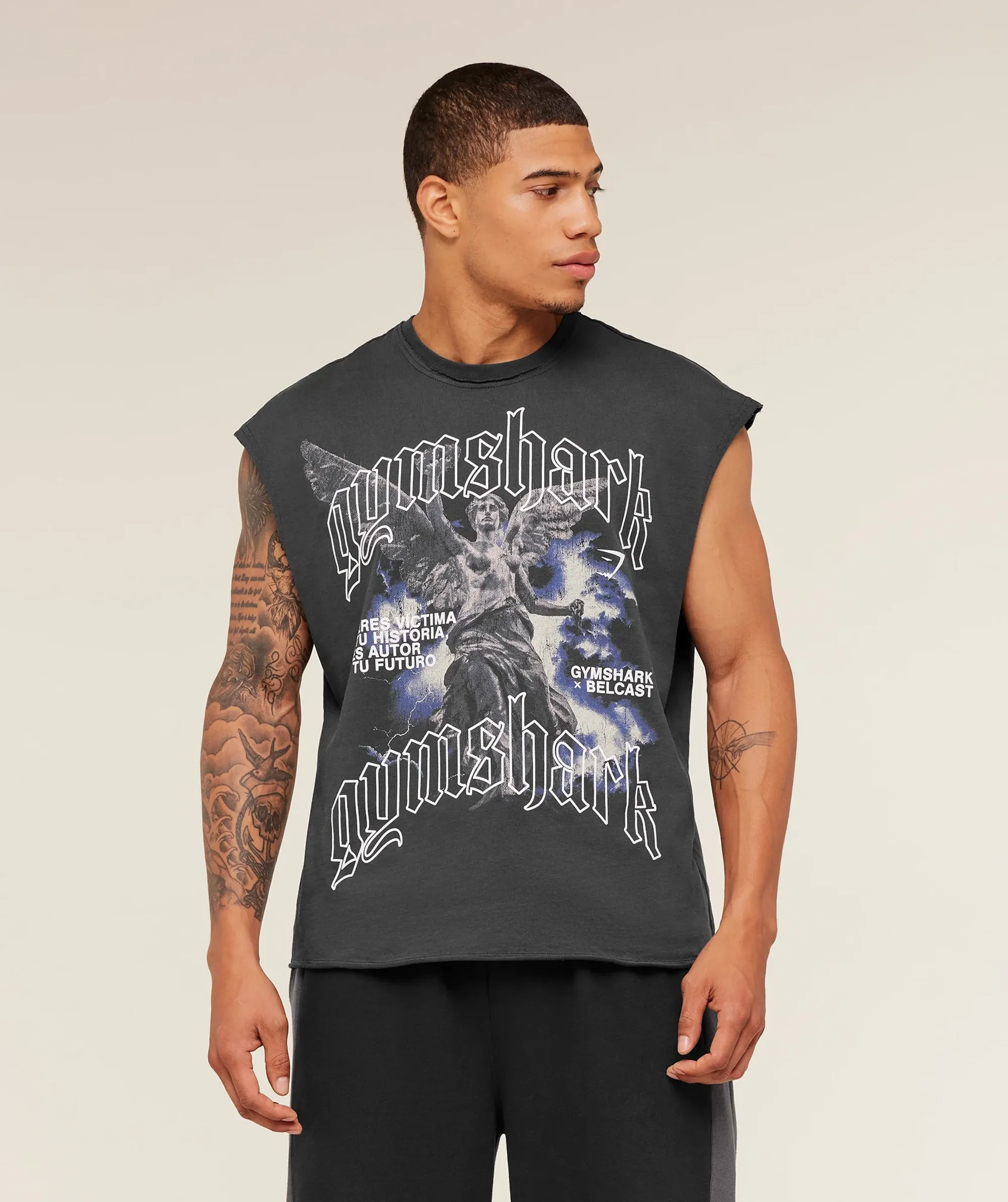 Gymshark x Carlos Belcast Cut off Tee -  Onyx Grey