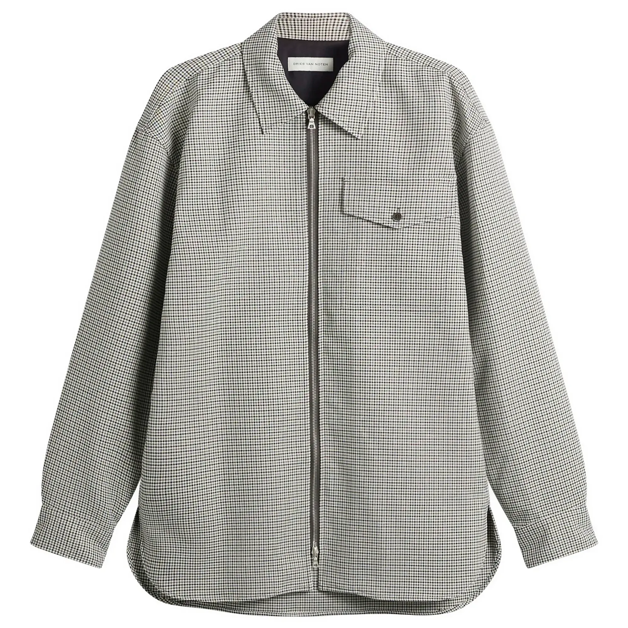 Dries Van Noten Men's Double Faced Gingham Shirt Jacket Grey