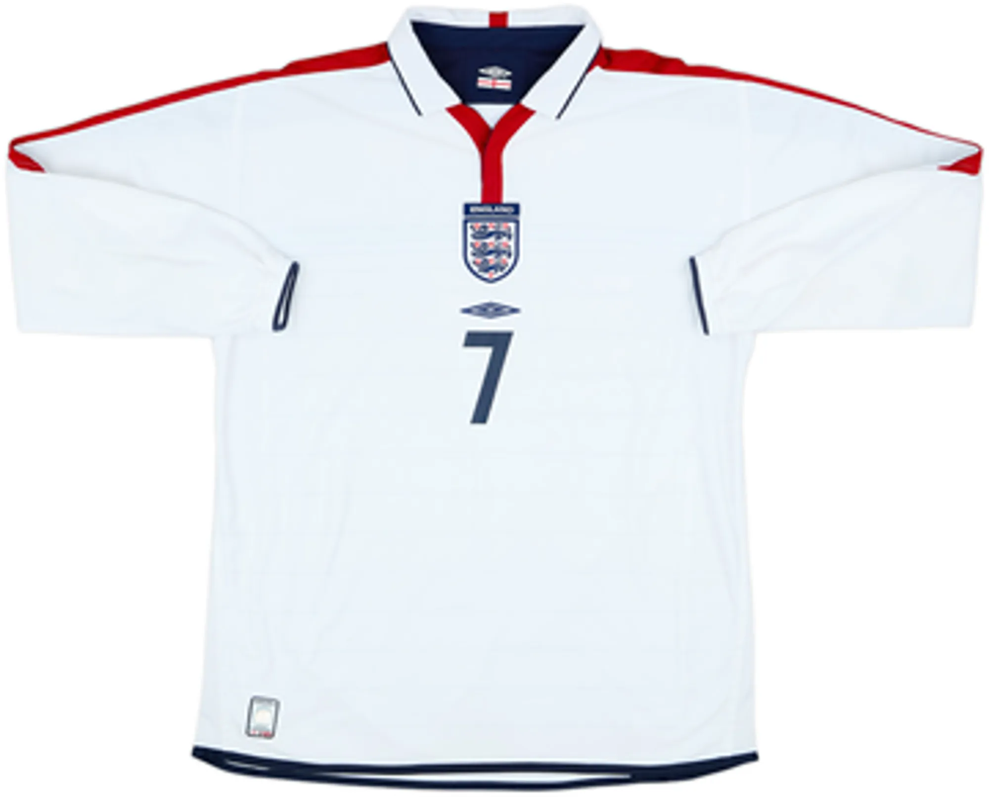 2003-05 England Home L/S Shirt Beckham #7 - 10/10 - (XXL)