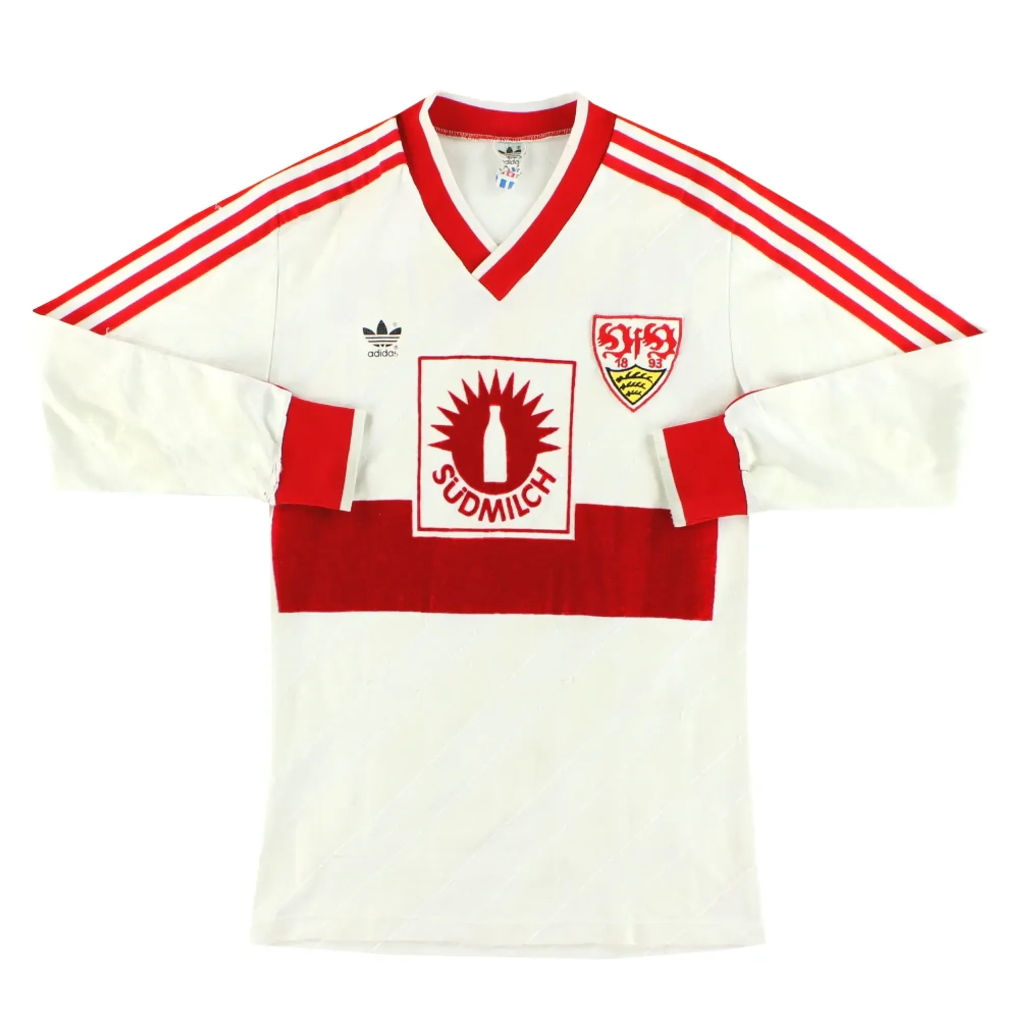 1987-89 Stuttgart adidas Home Shirt L/S S - Other German Clubs / Very good 