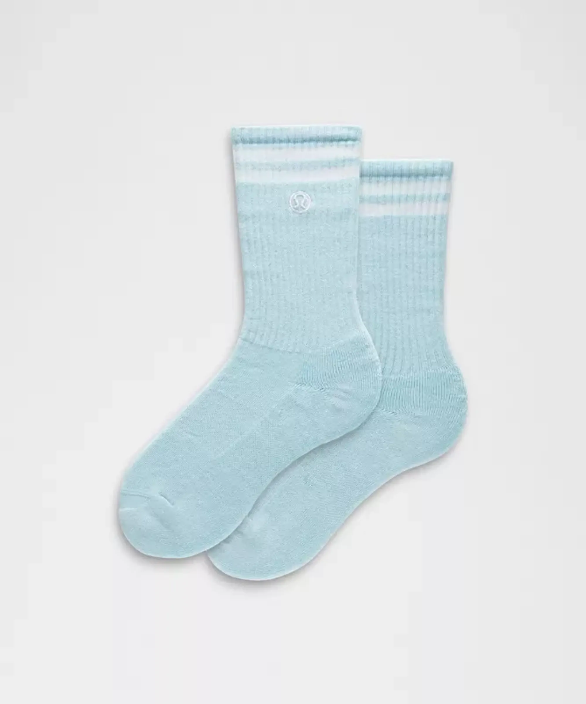 lululemon – Daily Essential Crew Socks Stripe – Color White/Blue – Size Large