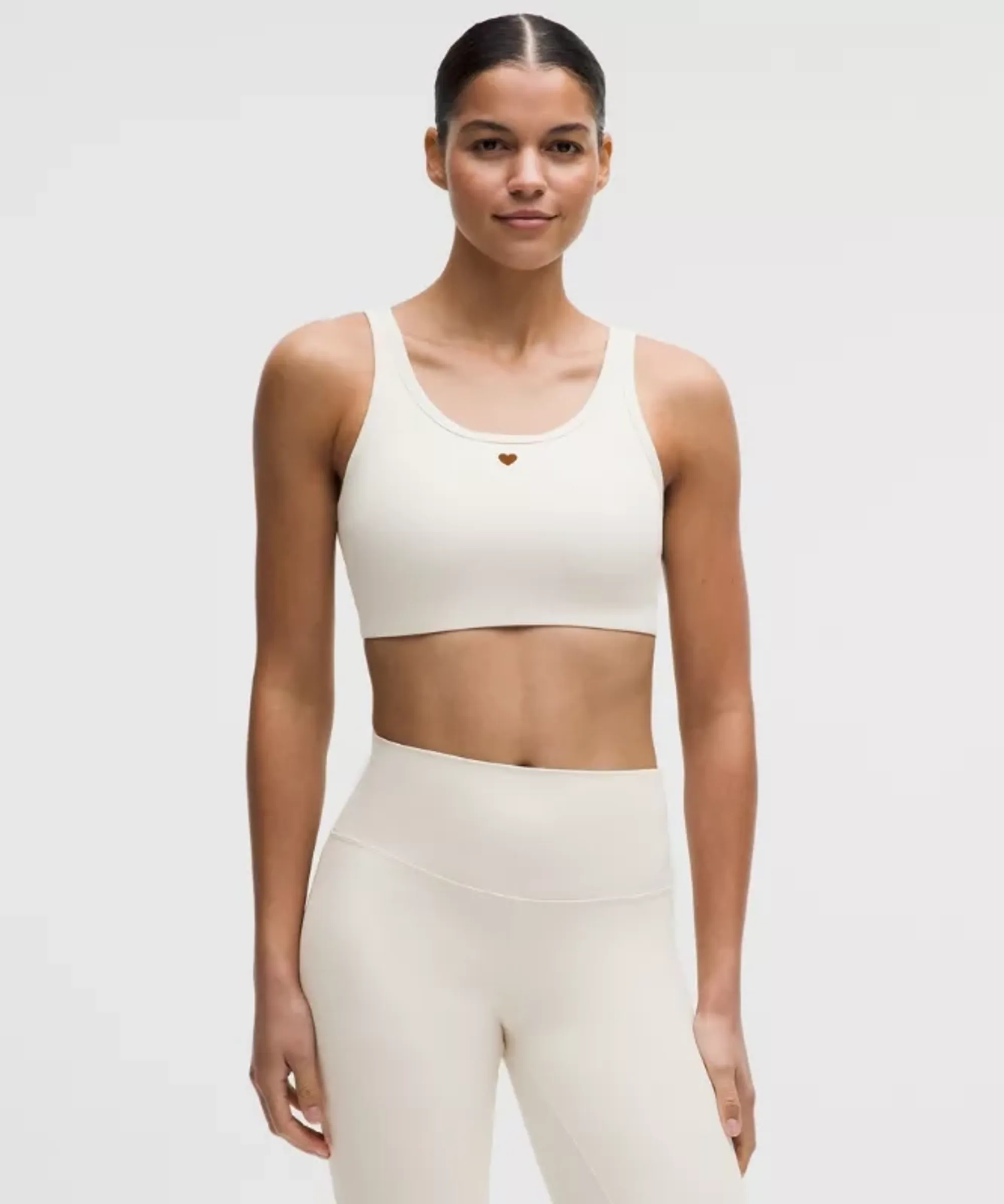 lululemon – Women's Nulu Ribbed Scoopneck Sports Bra Light Support, B/C Cup Heart – Color White – Size Large