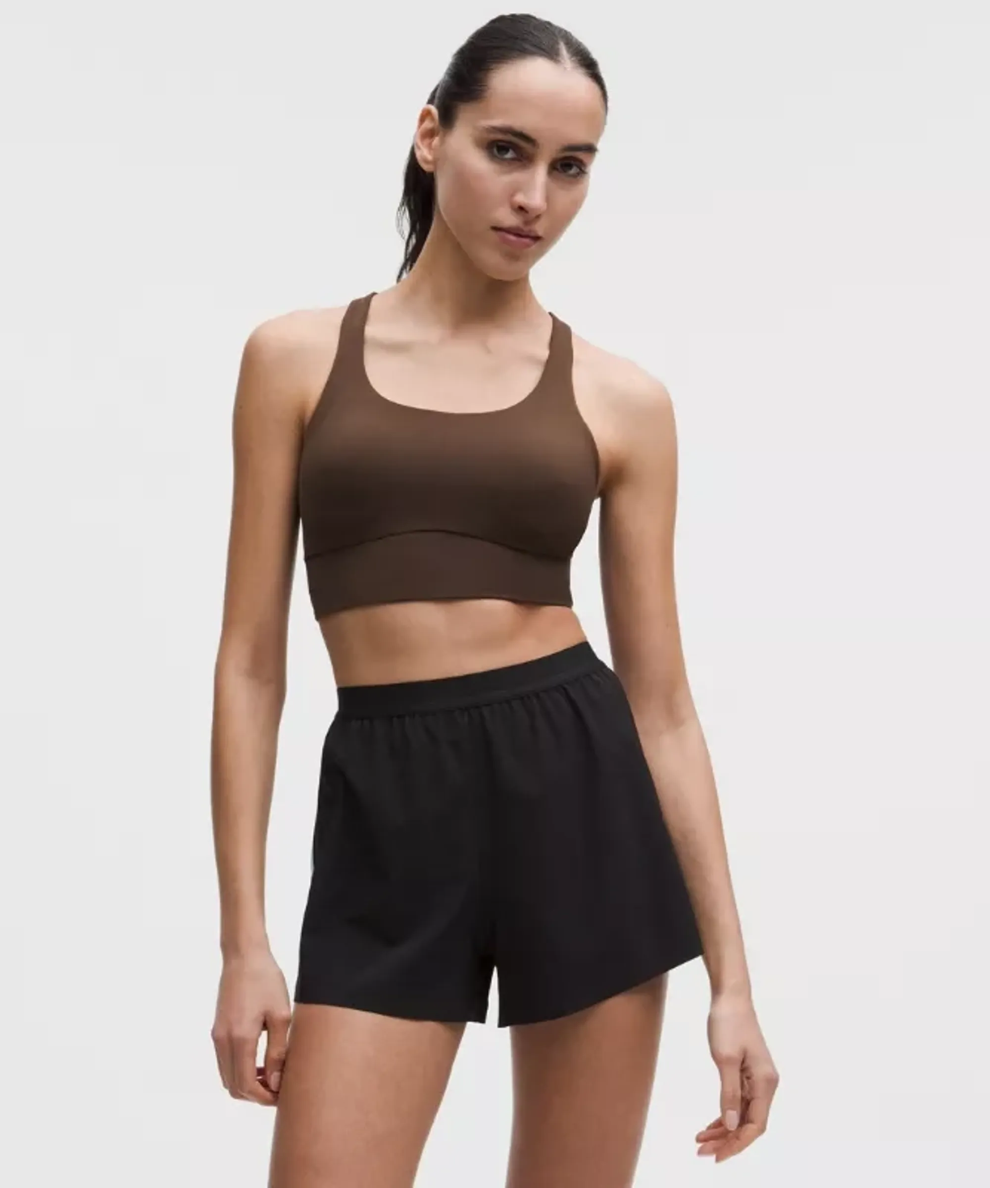 lululemon – Women's Energy Longline Sports Bra Medium Support, B-D Cups Evolve – Color Brown – Size Large