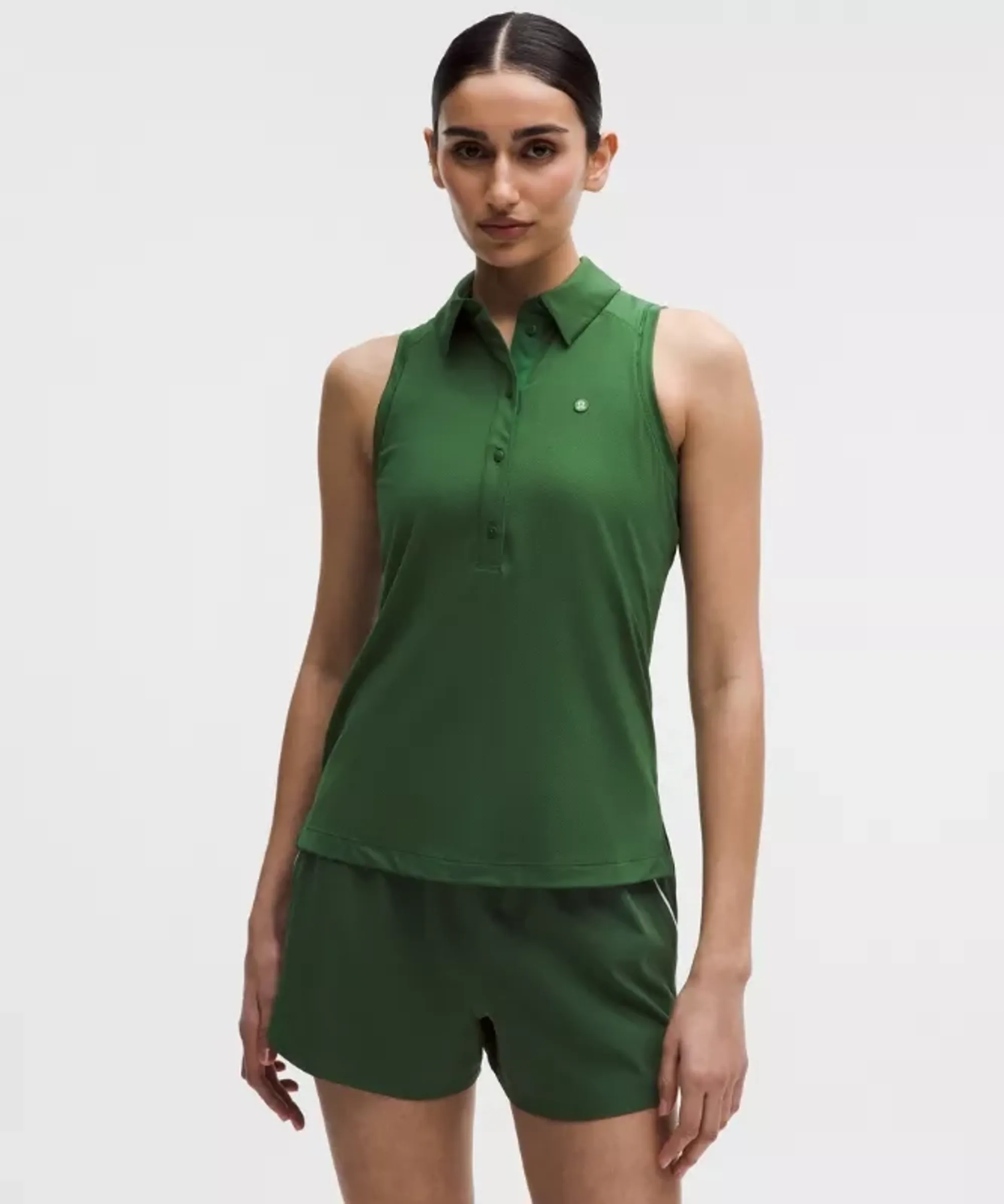 lululemon – Women's Quick-Dry Sleeveless Polo Shirt Straight Hem – Color Green – Size 0