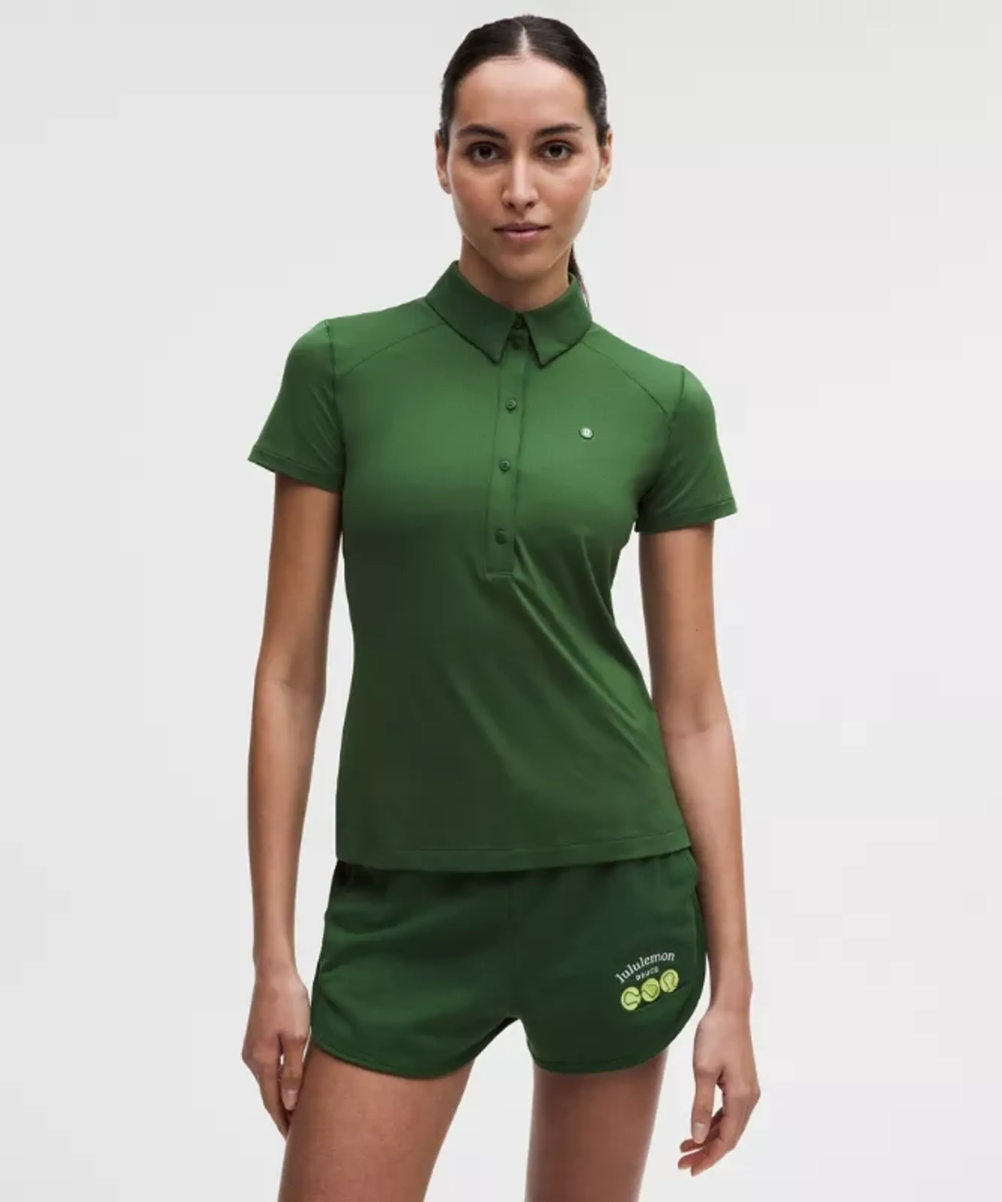 lululemon – Women's Quick-Dry Short-Sleeve Polo Shirt Straight Hem – Color Green – Size 0
