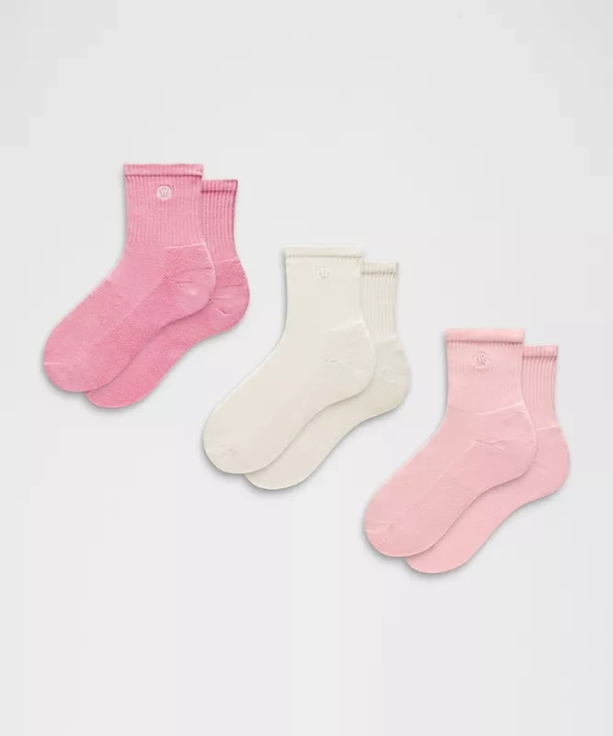 lululemon – Daily Essential Quarter Socks 3 Pack – Color Pink/White – Size Large