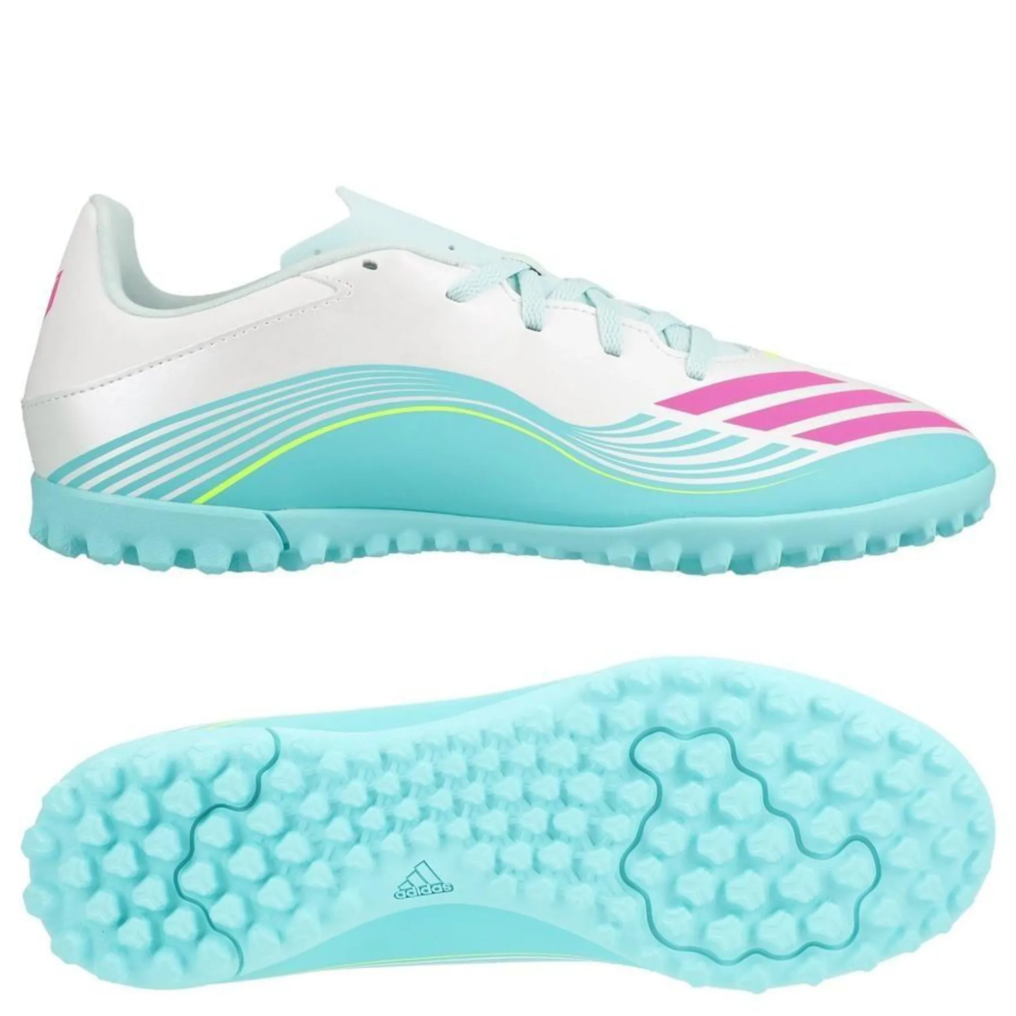 Adidas F50 Messi Club Tf Aurora Radiante - Footwear White/Lucid Pink/Flash Aqua - ['Turquoise']