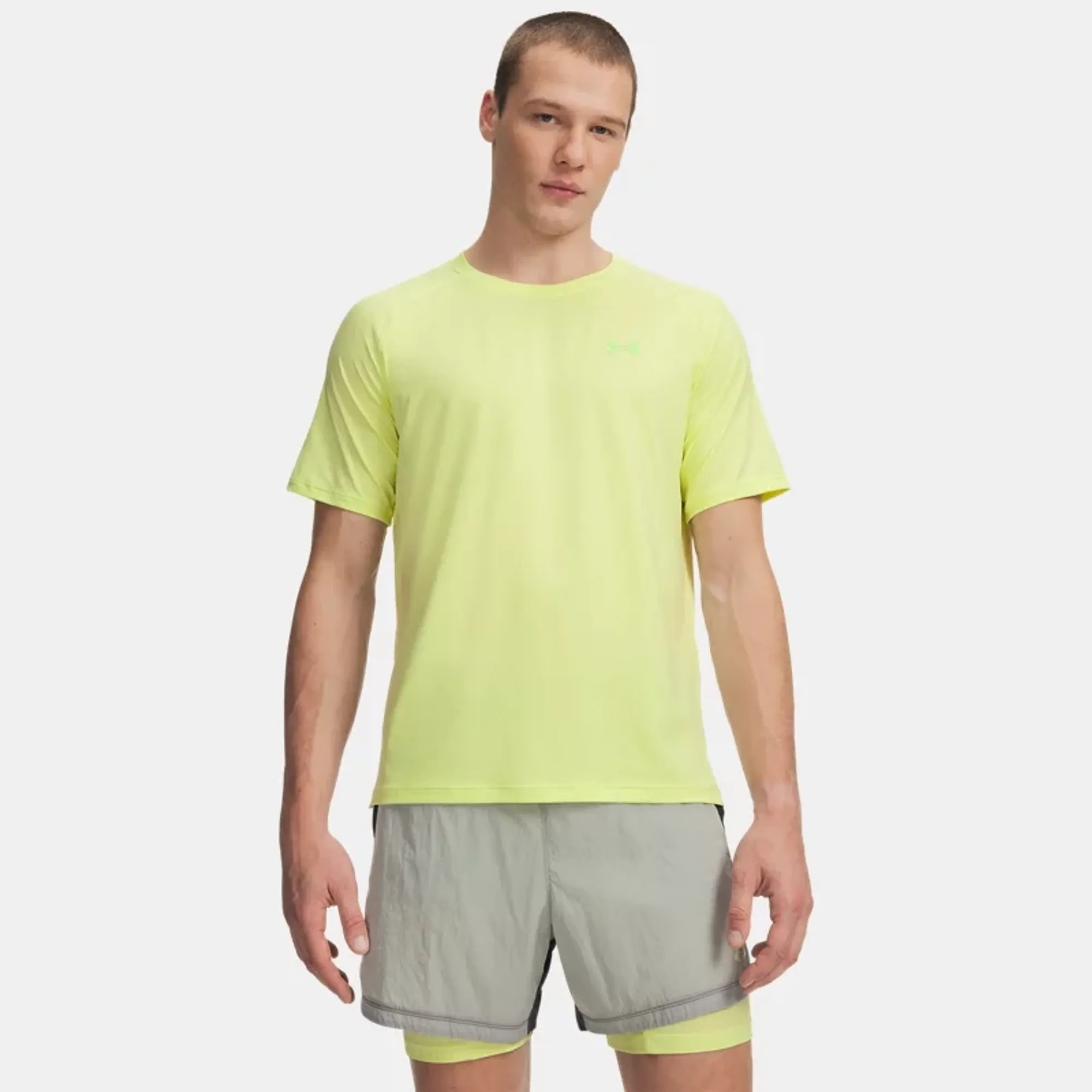 Under Armour  Explor Trail Run Graphic Men's Short Sleeve Fade Green / Lumos Lime L