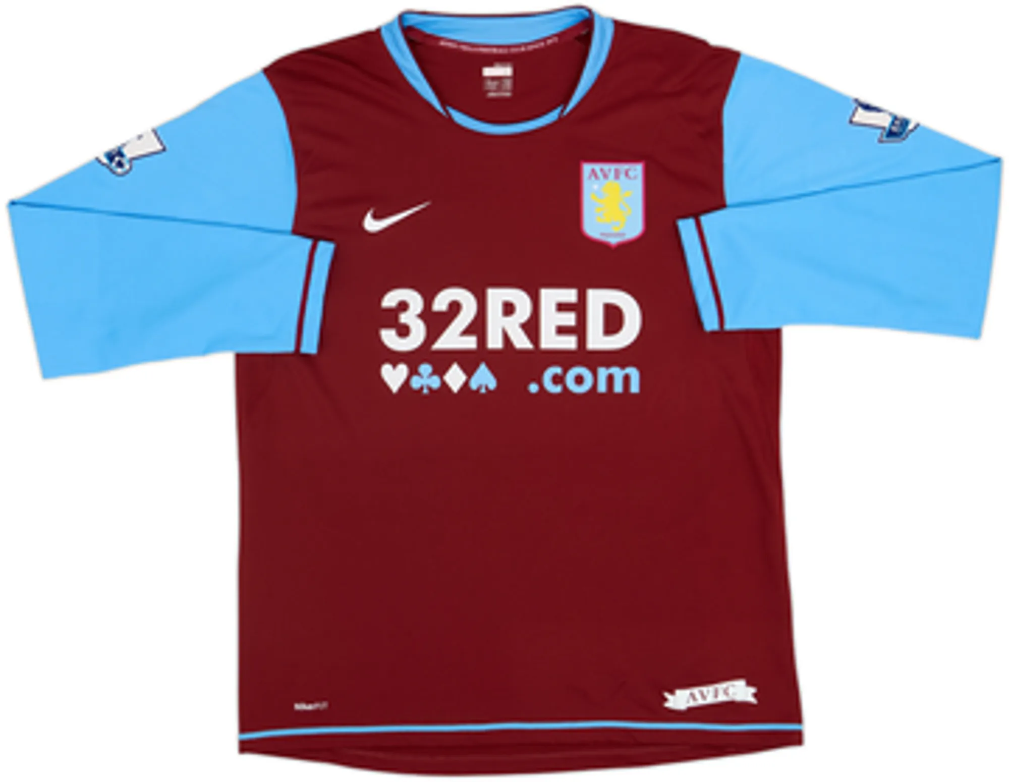 2007-08 Aston Villa Home L/S Shirt Young #7 - 8/10 - (M)