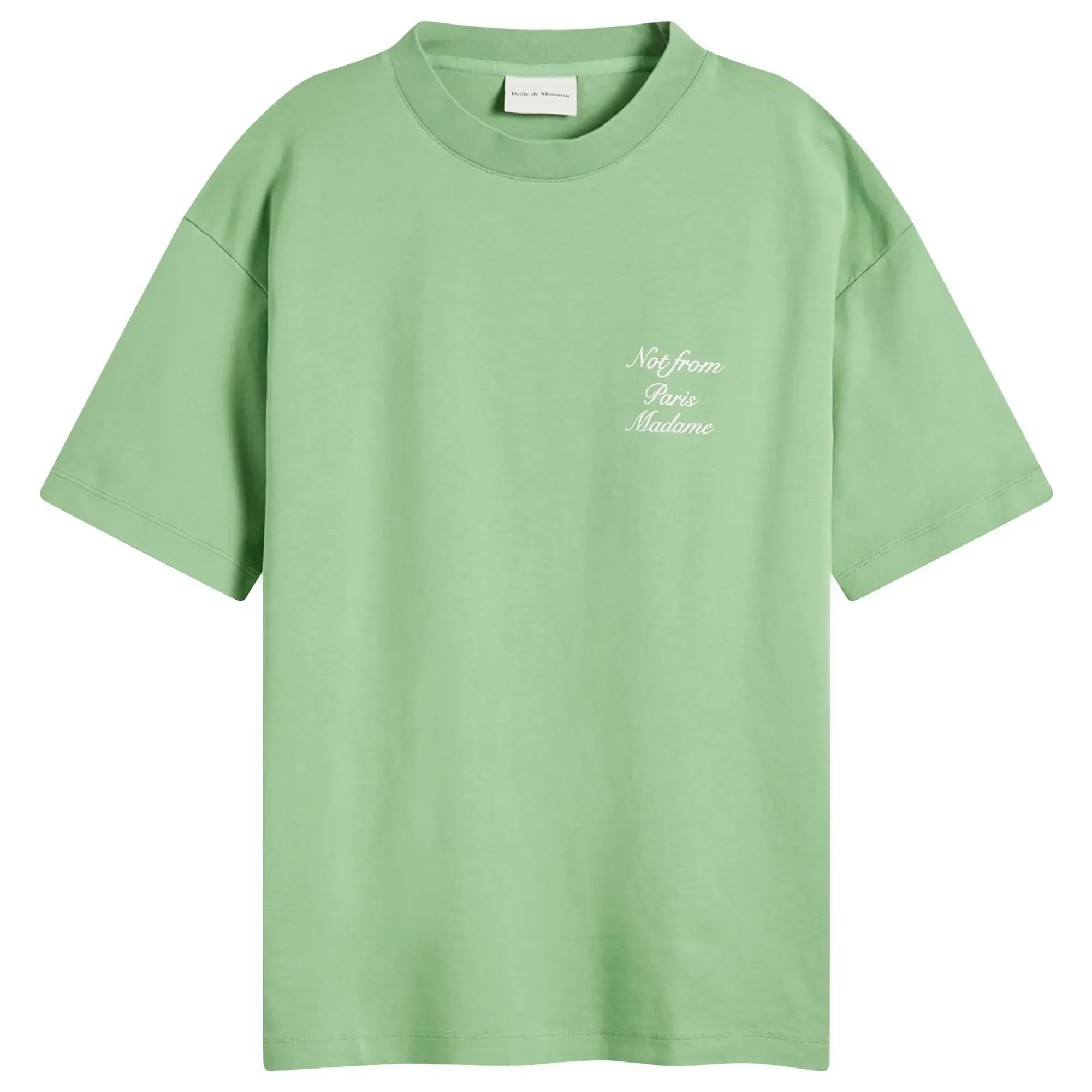 Drôle de Monsieur Men's The Calligraphy Slogan T-Shirt Light Green