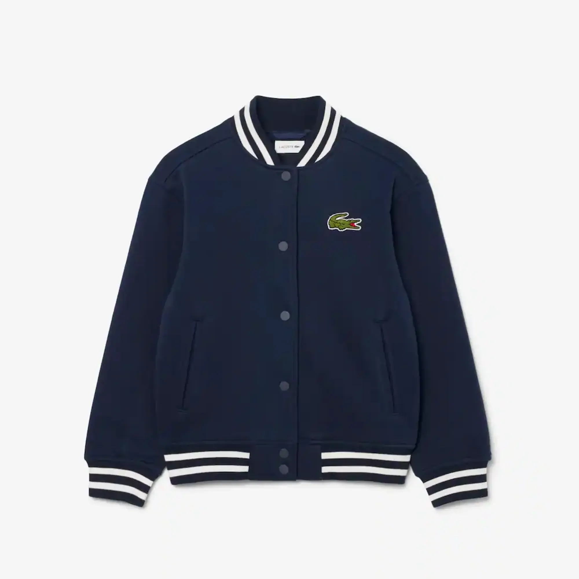 Lacoste Unisex Embroidered Badge Fleece Bomber Jacket - Midnight Blue