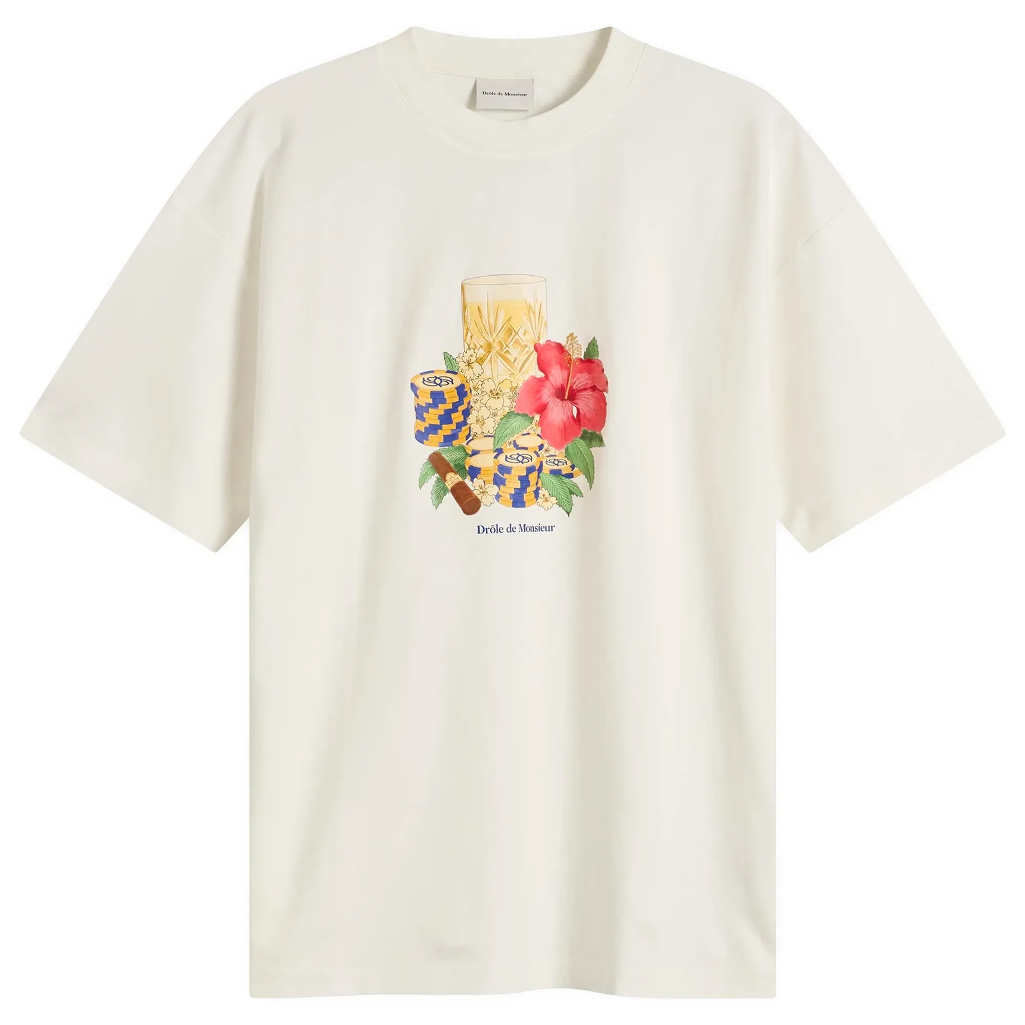 Drôle de Monsieur Men's T-shirt Hibiscus Club Off White