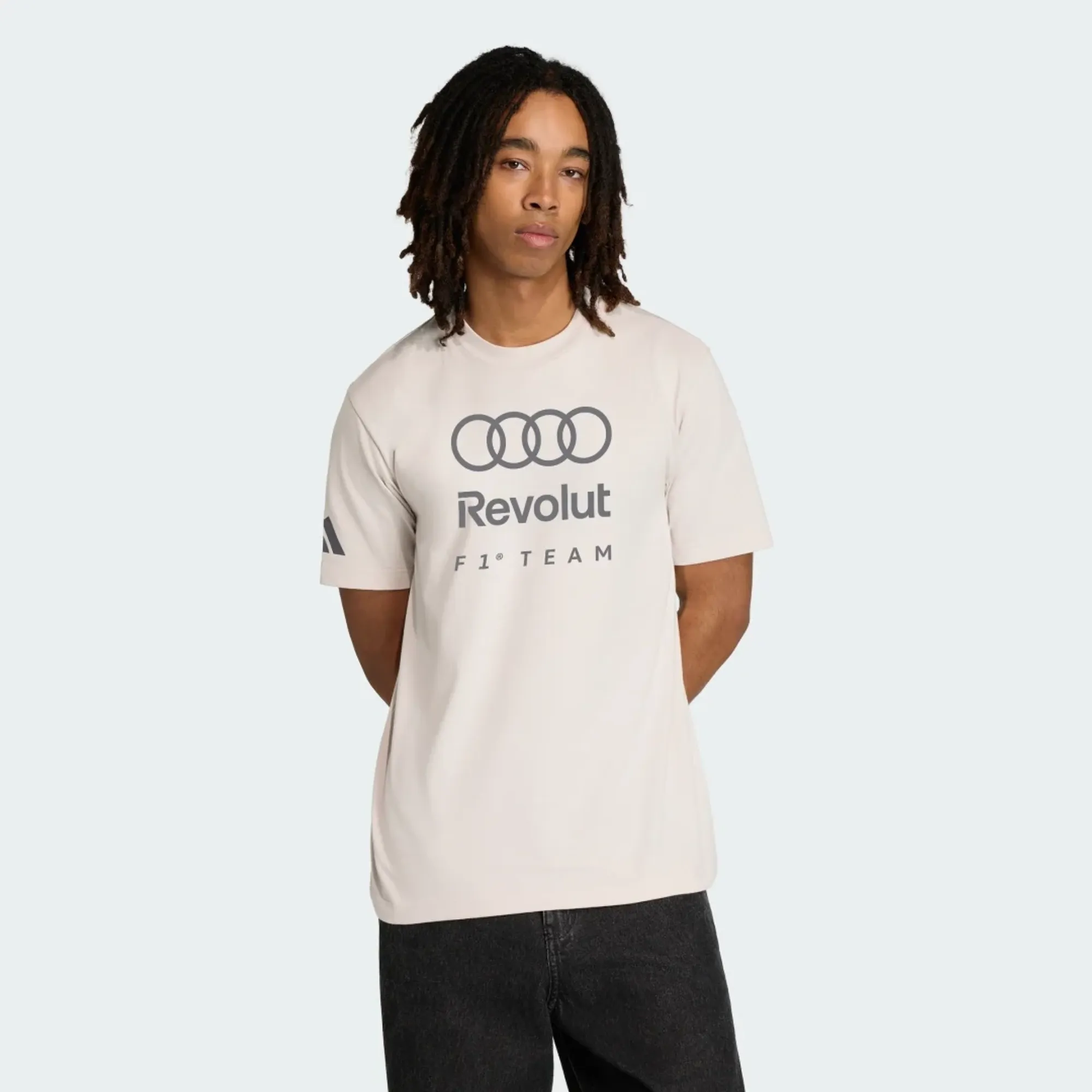 Adidas Performance Audi Formula One Team Dna Graphic Tee In Chalk Pearl-Grey