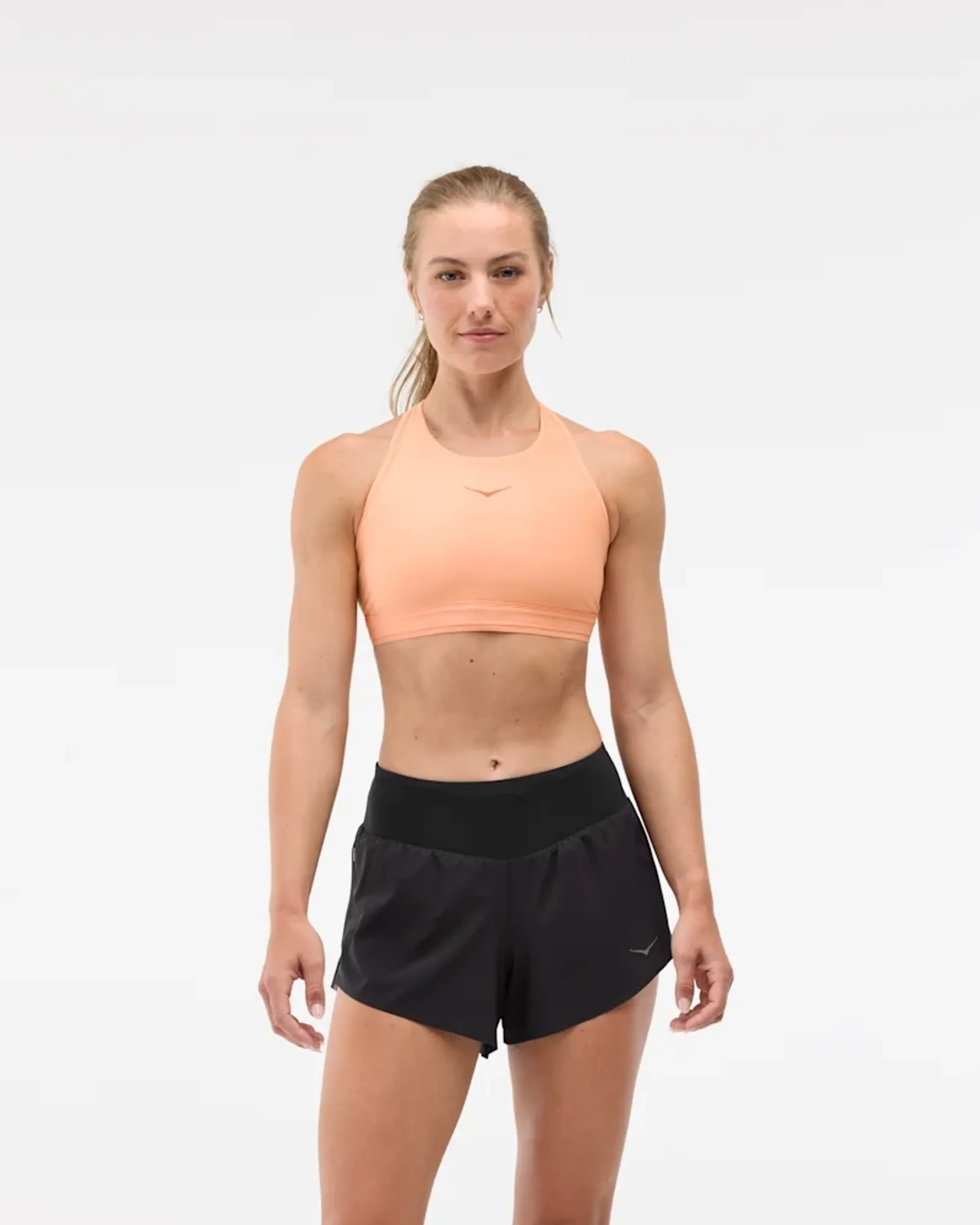 Hoka Women's Hupana Sports Bra Removable Cup In Pale Tangerine