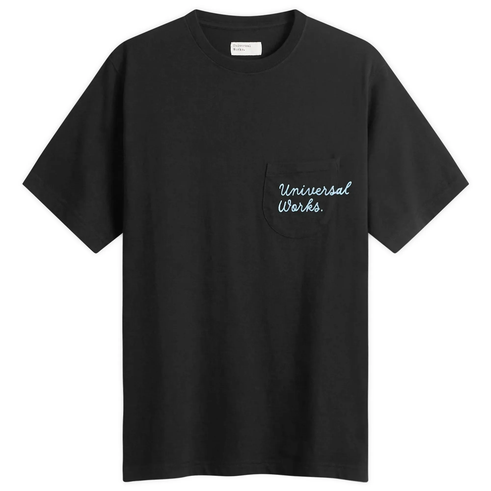Universal Works Men's Script Logo Pocket T-shirt Black