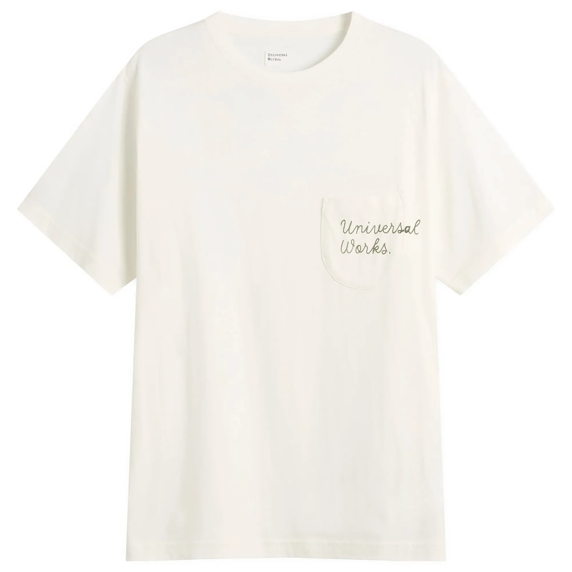 Universal Works Men's Script Logo Pocket T-shirt Ecru
