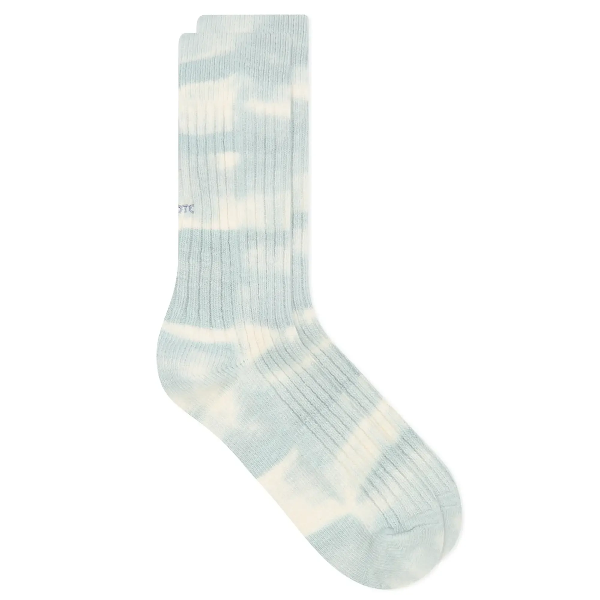 RoToTo Tie Dye Ribbed Crew Sock Water Blue