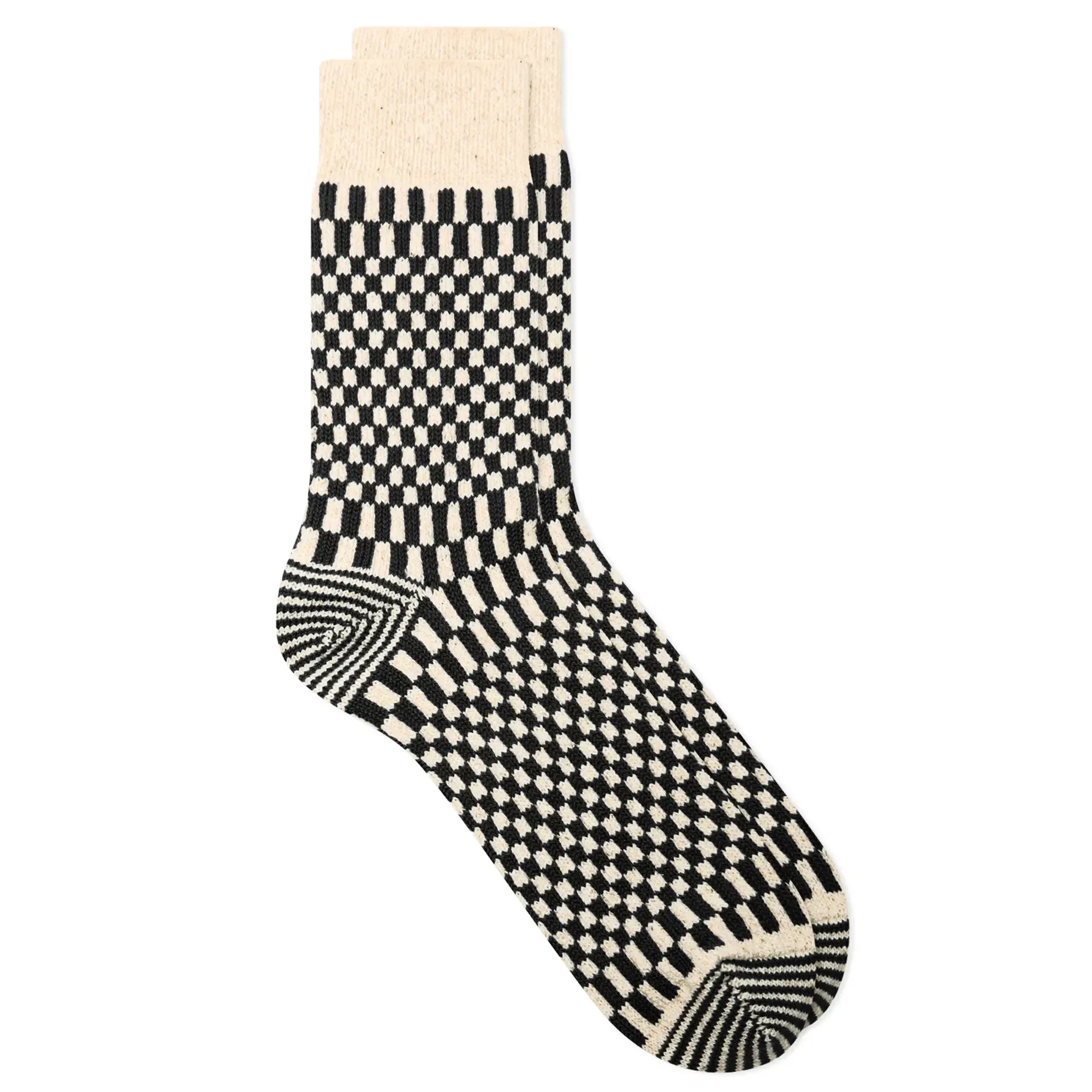 RoToTo Checkerboard Pattern Sock Black