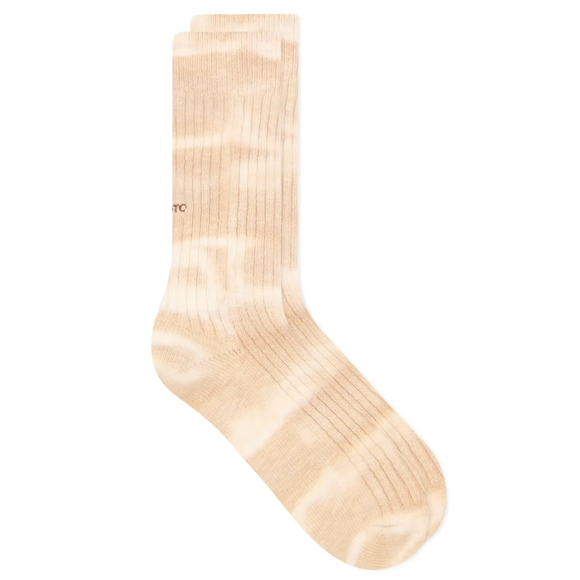 RoToTo Tie Dye Ribbed Crew Sock Clay Beige