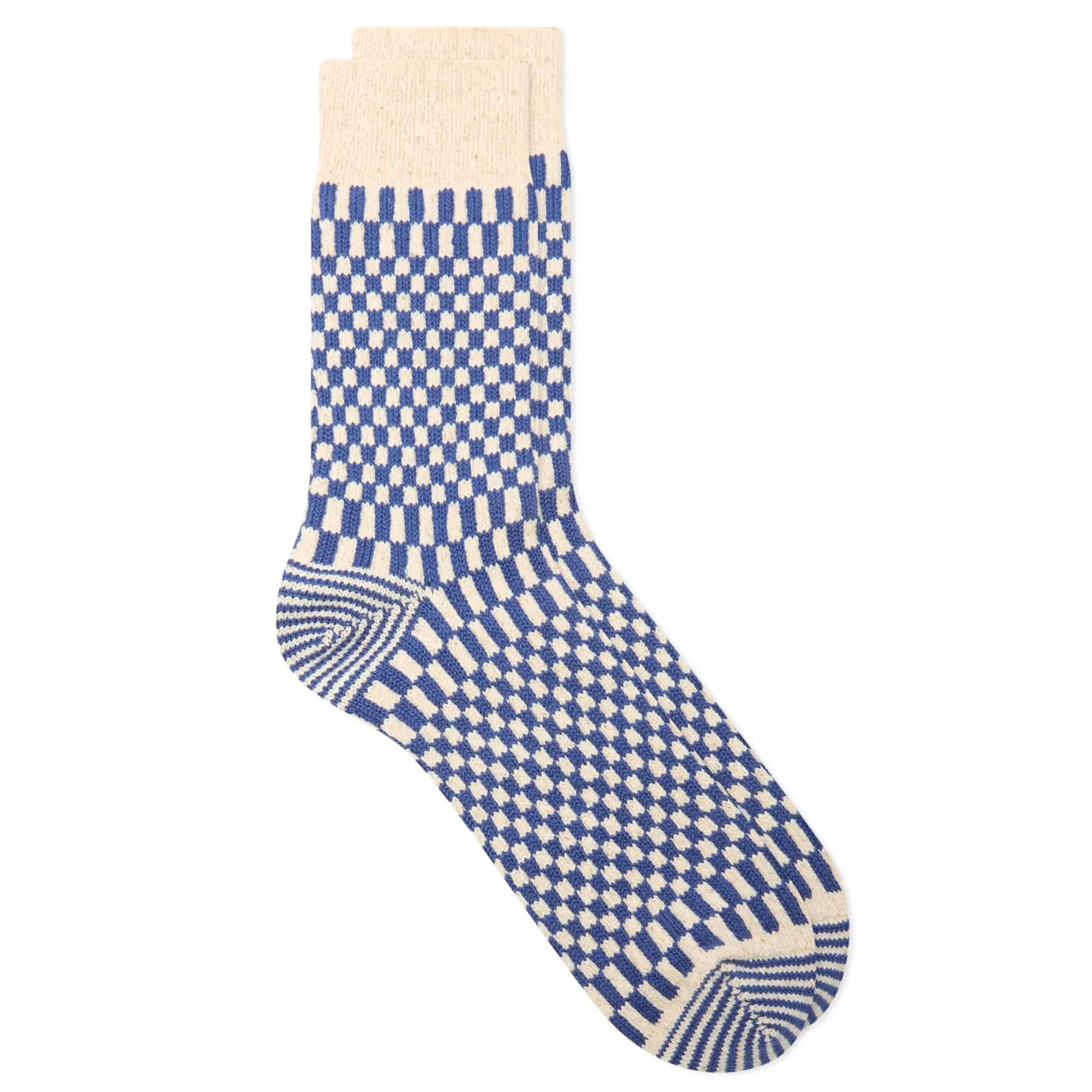 RoToTo Checkerboard Pattern Sock Blue