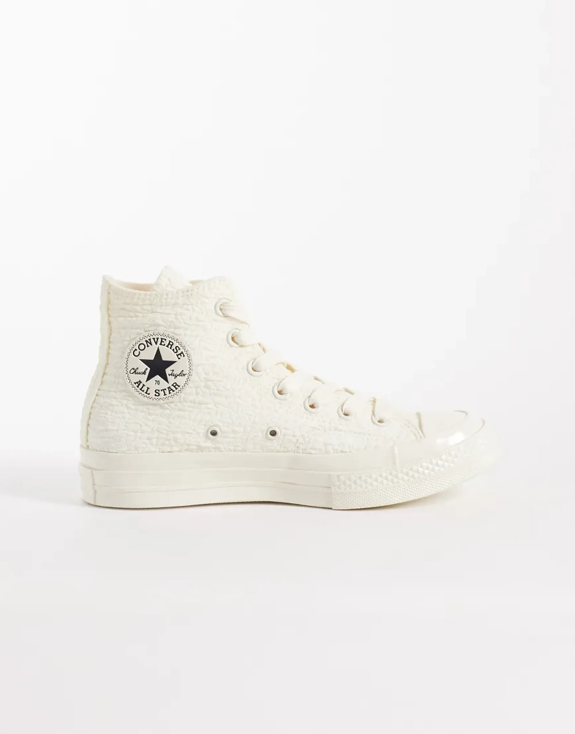 Converse Chuck 70 Hi Trainers With Crinkle Detail In Off White-Grey