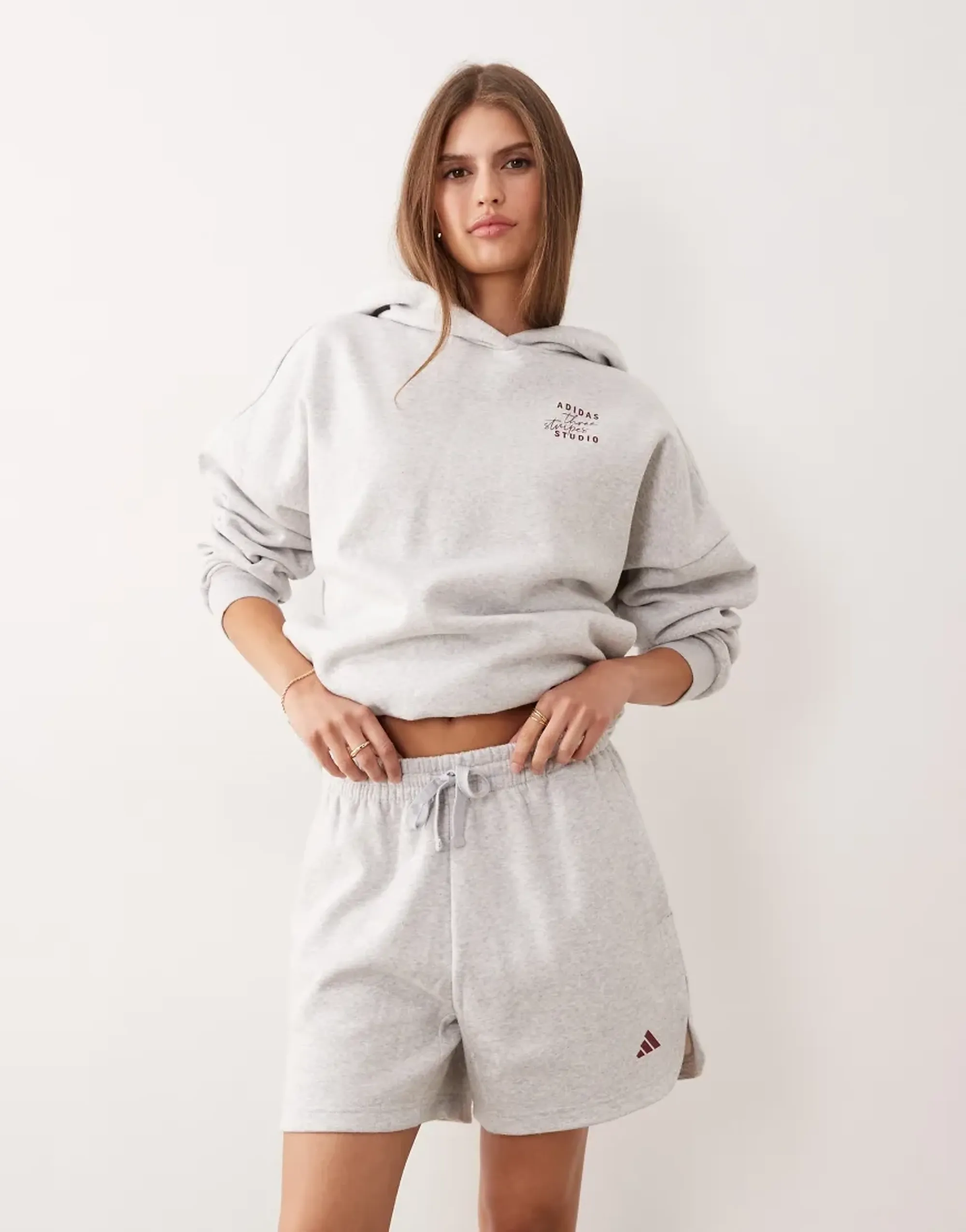 Adidas 3 Stripes Studio Fleece Loose Shorts