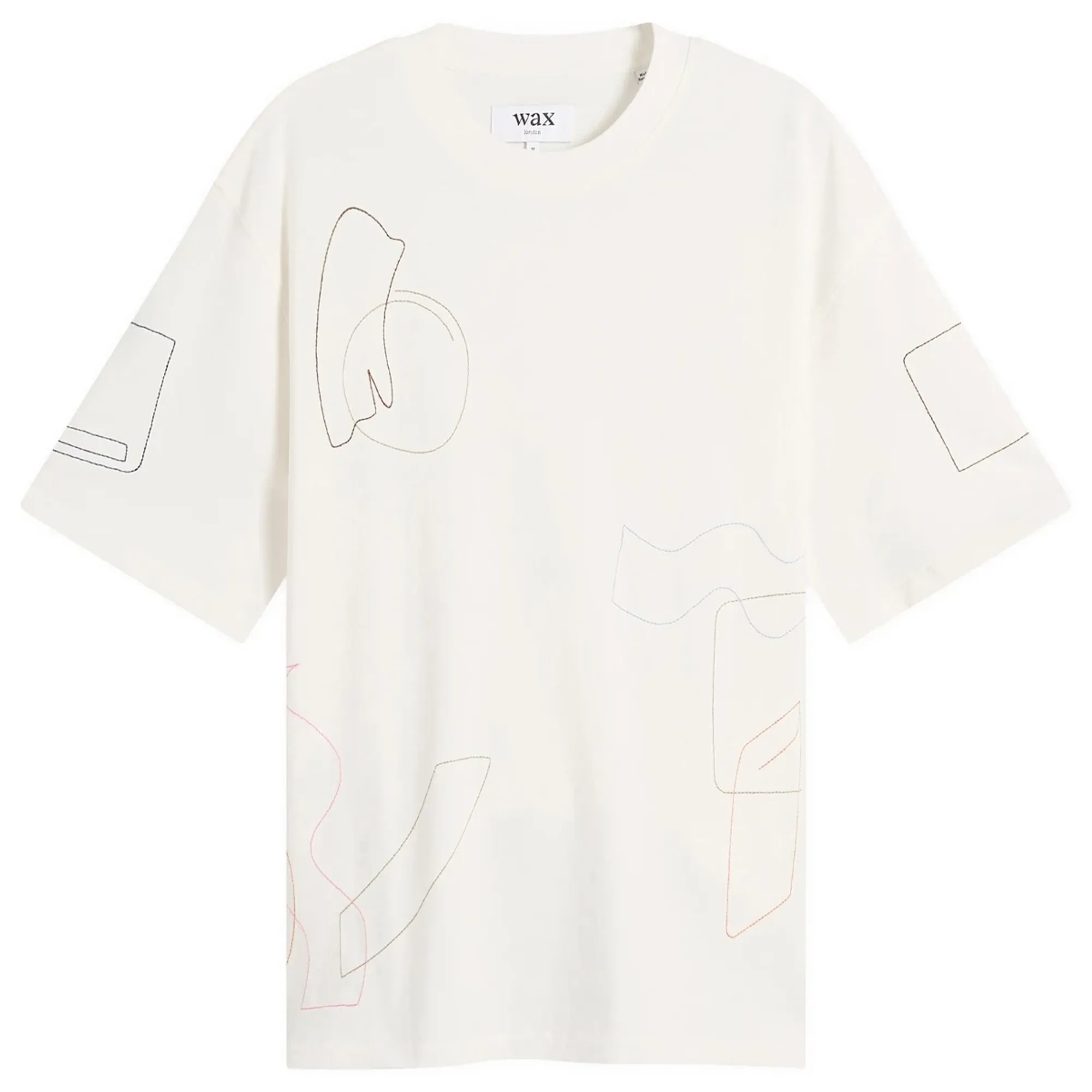 Wax London Men's Milton Shapes Embroidery T-Shirt Ecru