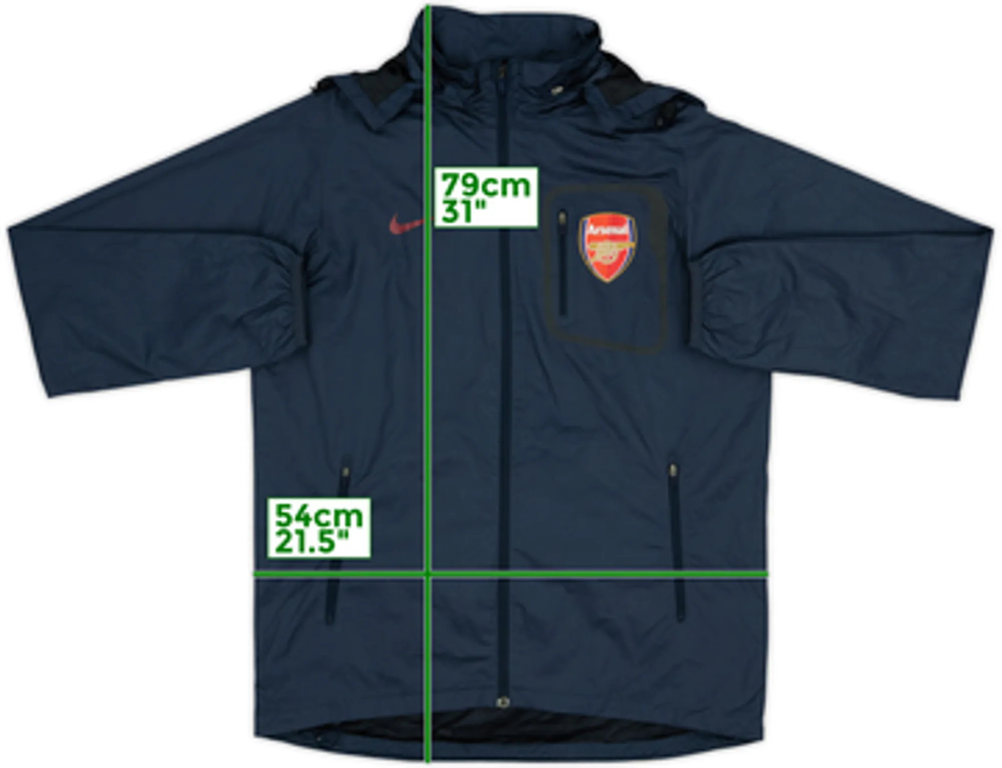 2011-12 Arsenal Nike Hooded Rain Jacket - 7/10 - (Women's XL)