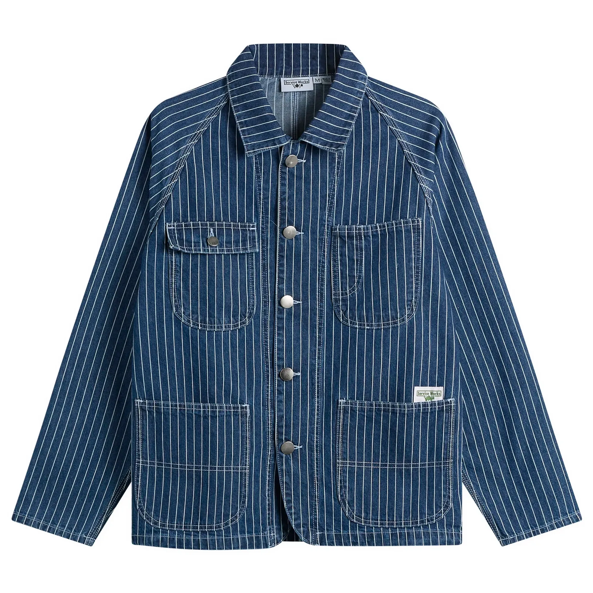 Service Works Men's Pinstripe Denim Coverall Jacket Indigo