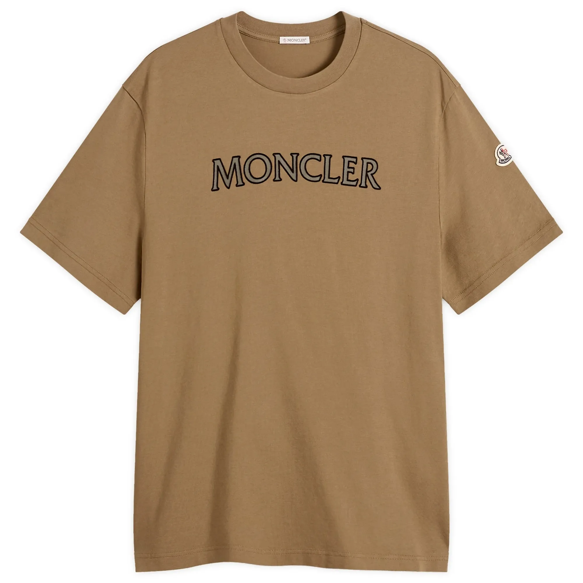 Moncler Men's Flocked Logo T-Shirt Khaki