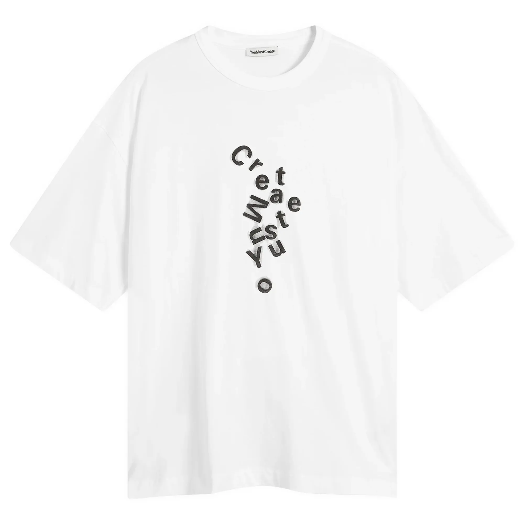 YMC Men's Jumbled Logo Print Triple T Shirt White