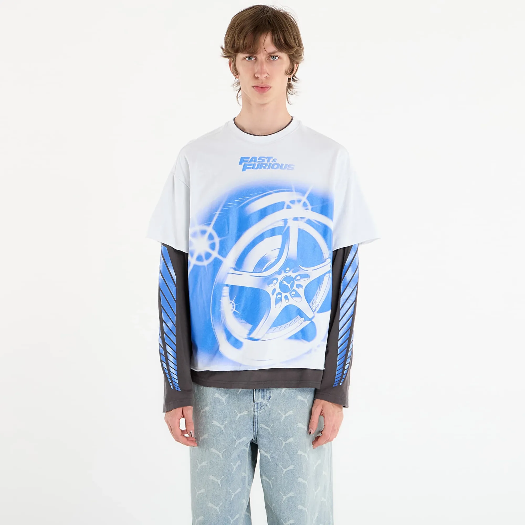 T-Shirt Puma X Fast & Furious Ls Tee Puma White/ Dusky Gray Xxl