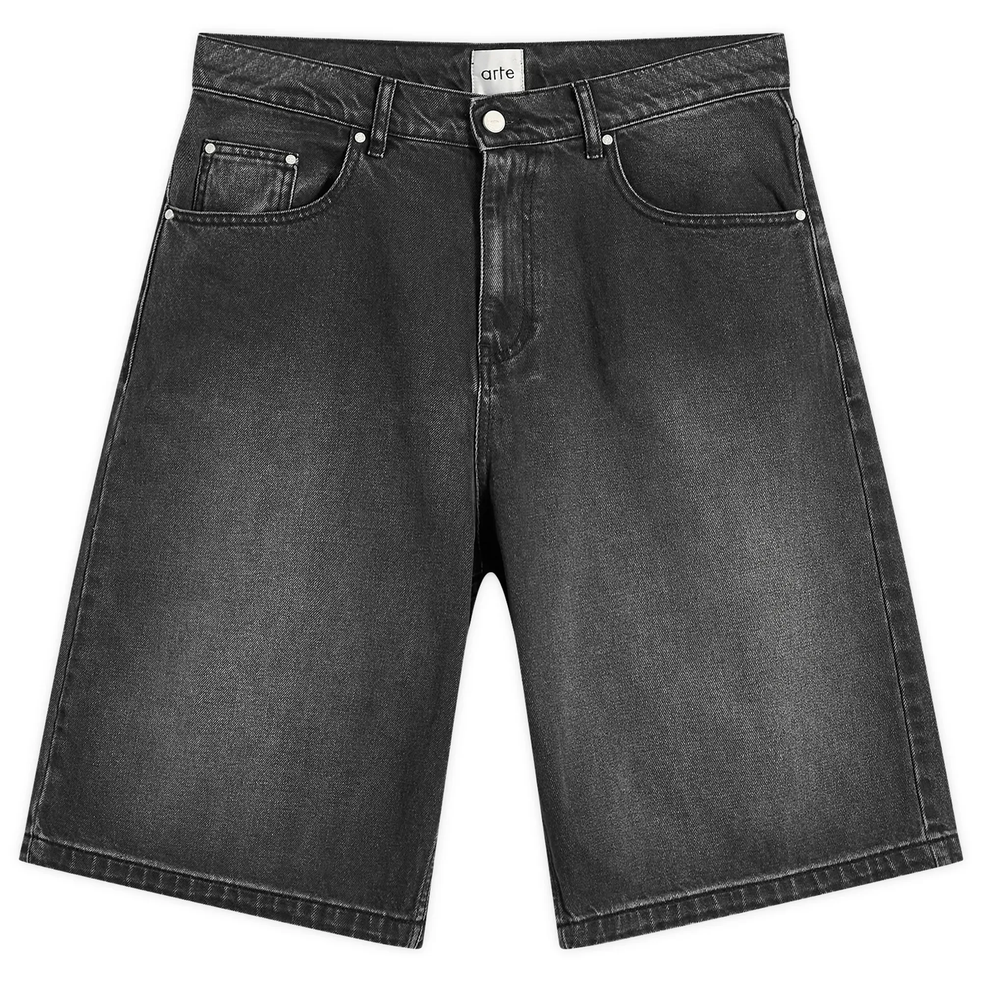 Arte Men's Round Pocket Denim Shorts Fade Black